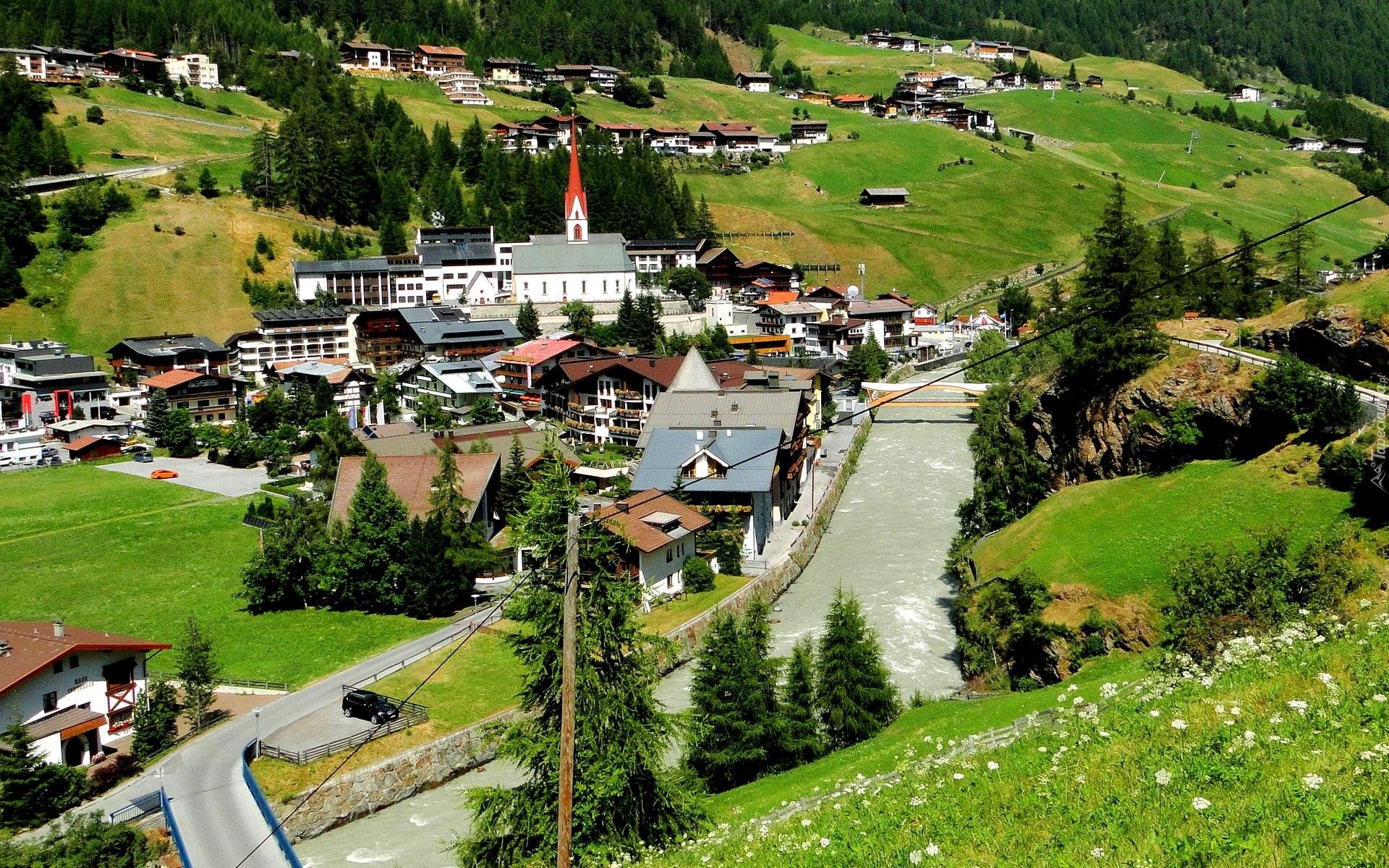 Rzeka, Miasteczko, Tyrol, Austria
