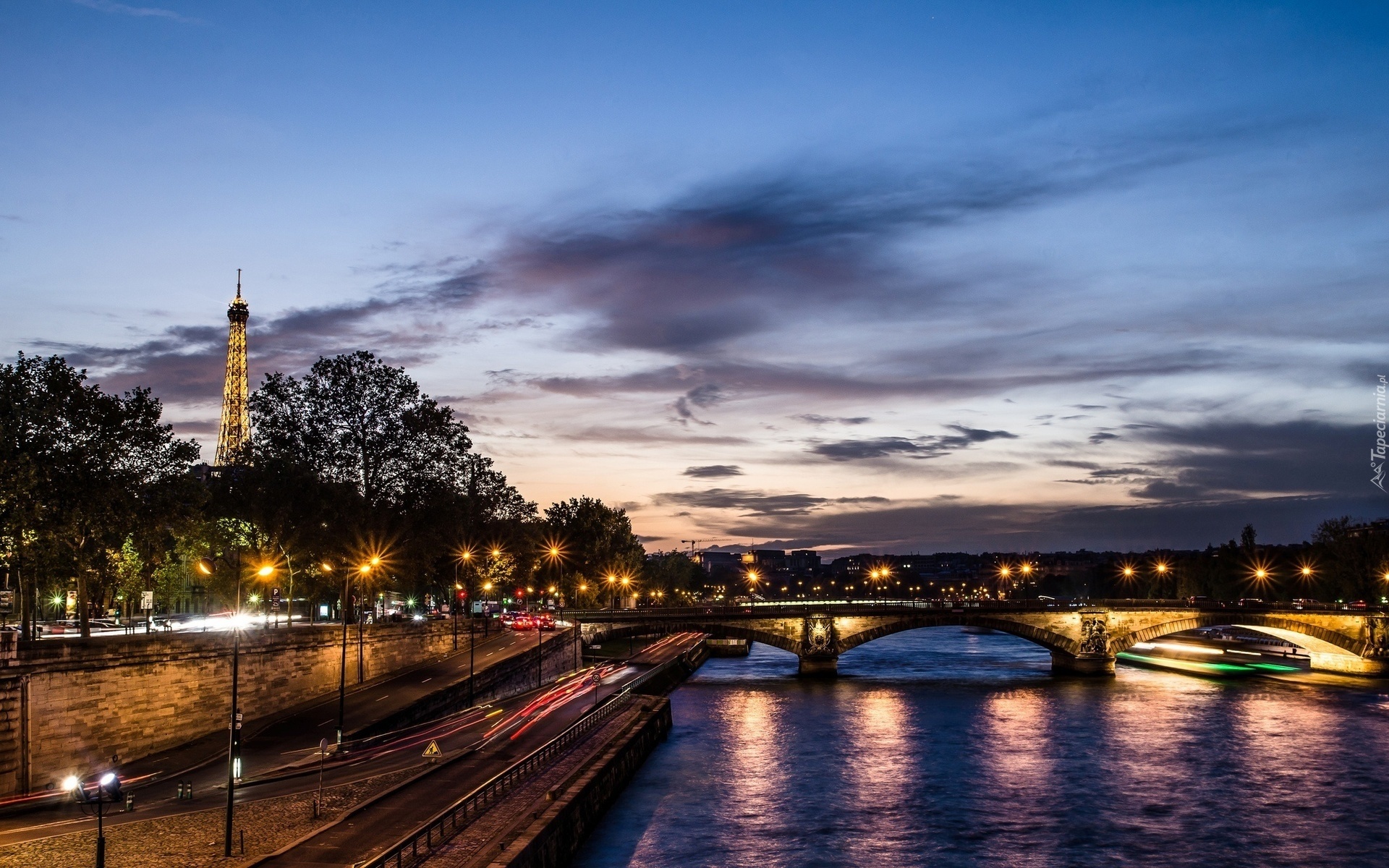 Paryż, Wieża Eiffla, Most, Rzeka
