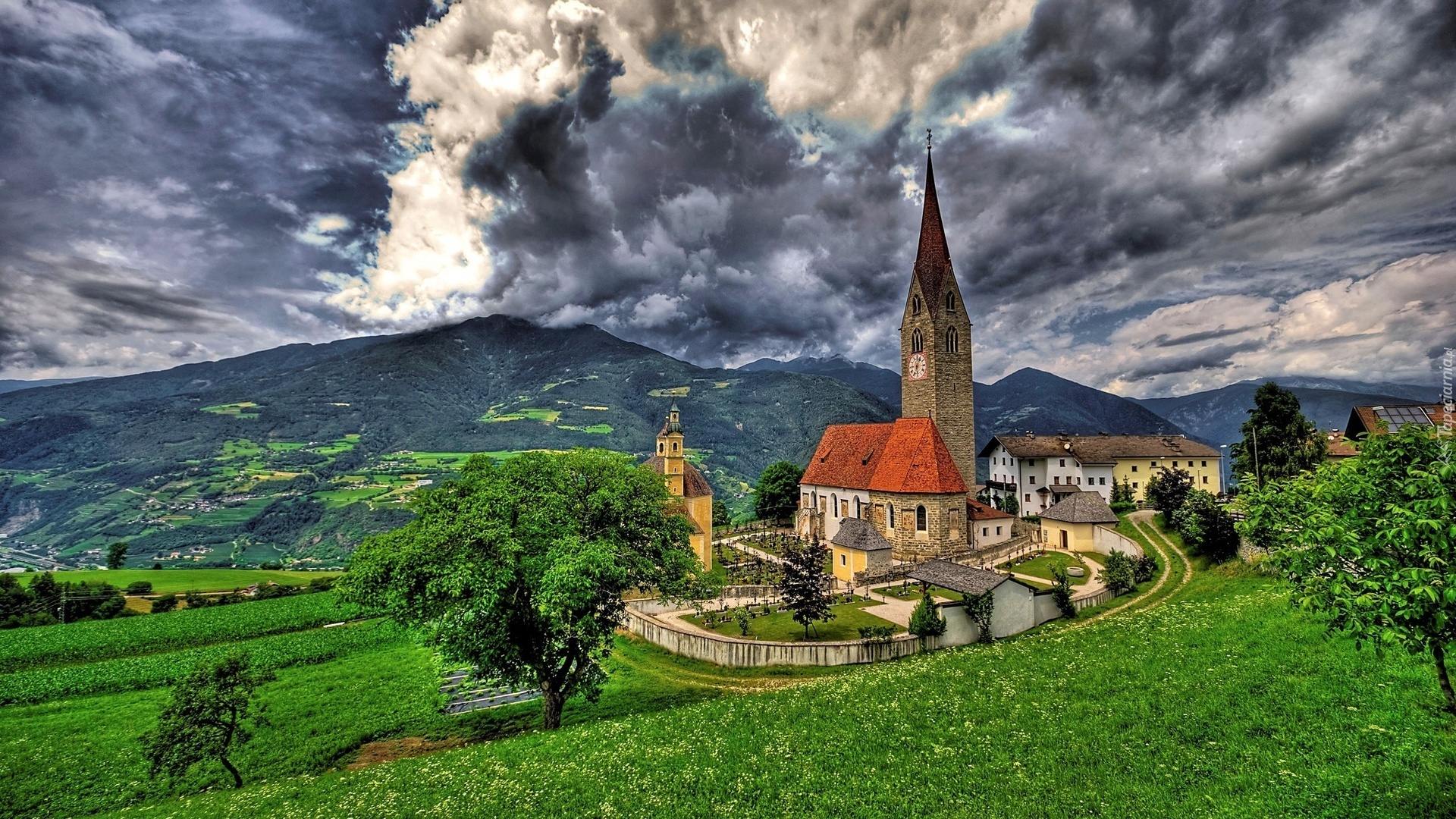 Kościół, Saint Michael, Góry, Chmury, Włochy