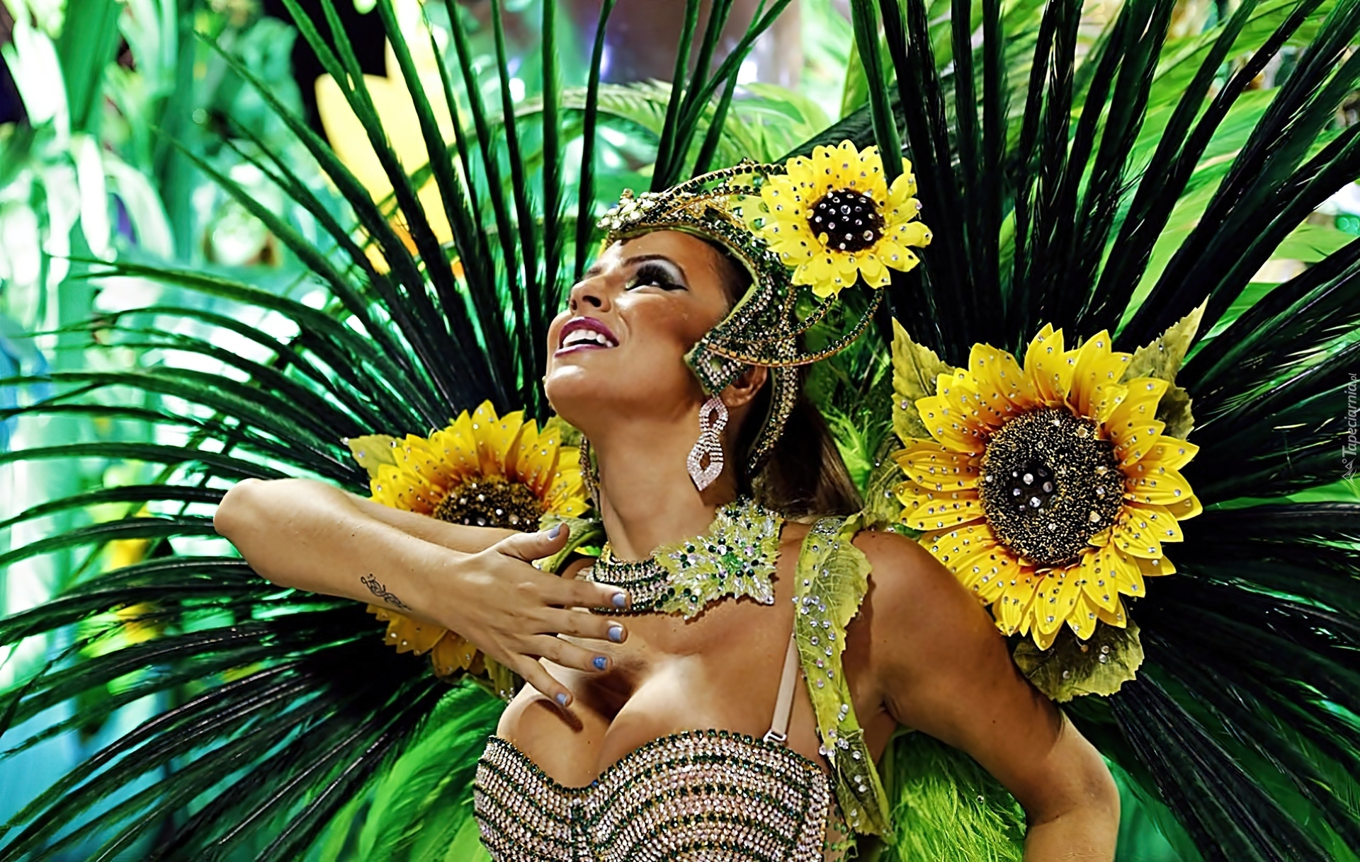Karnawał, W Rio, Piękna, Brazylijka, Strój, Karnawałowy