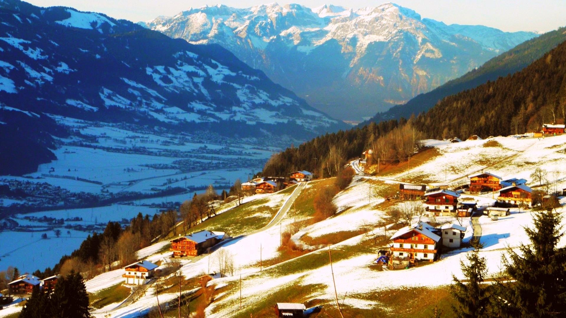 Domy, Góry, Lasy, Tyrol, Austria
