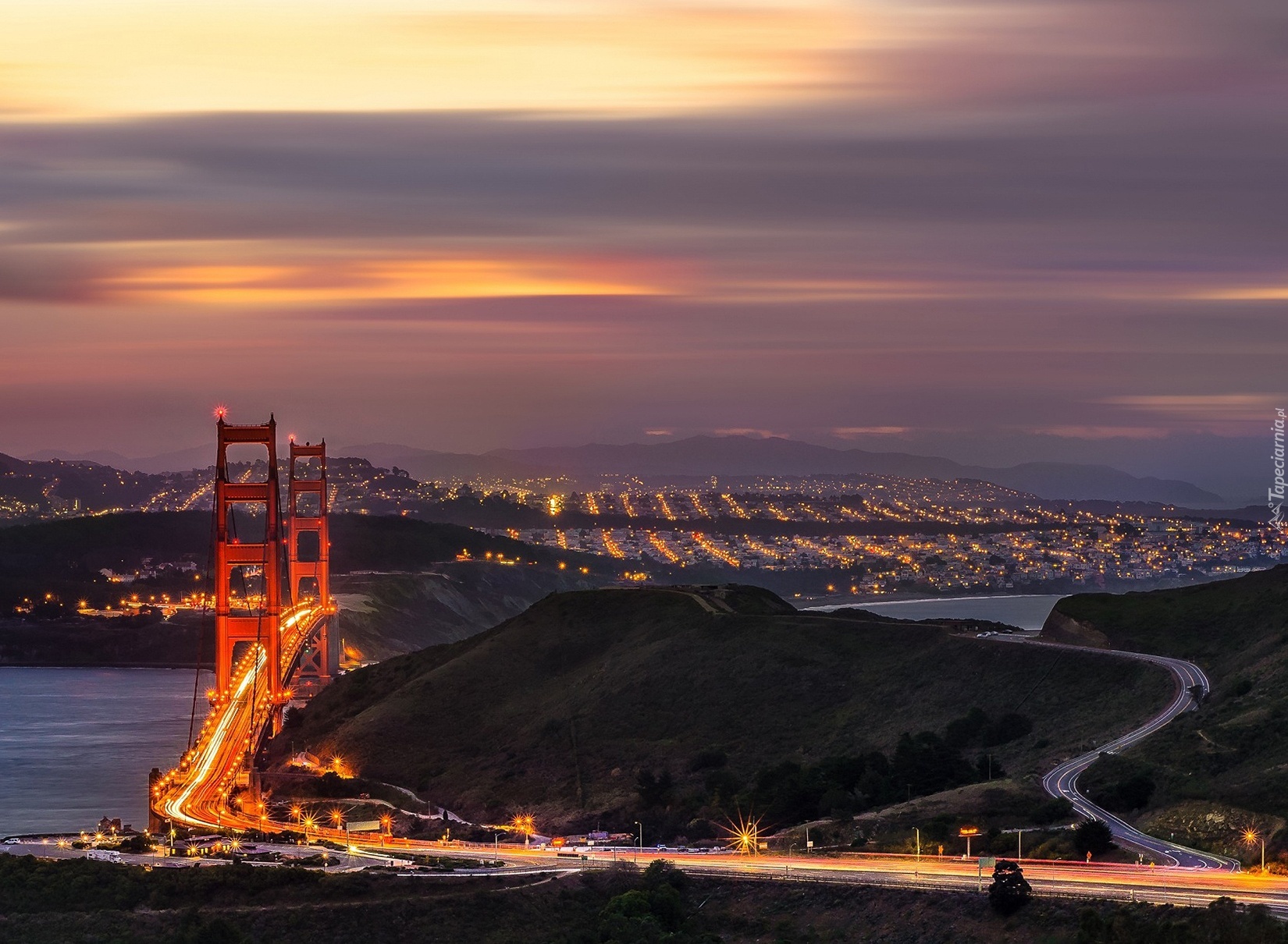 San Francisco, Most, Miasto, Noc
