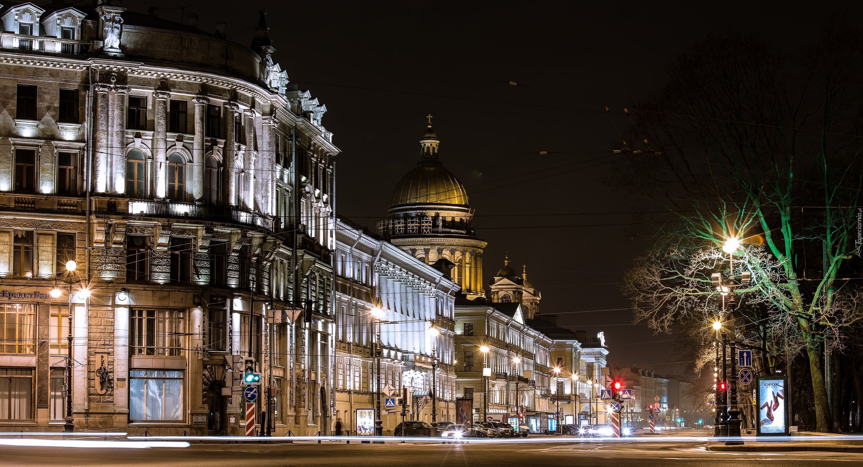 Sankt Petersburg, Rosja, Miasto, Ulica, Noc