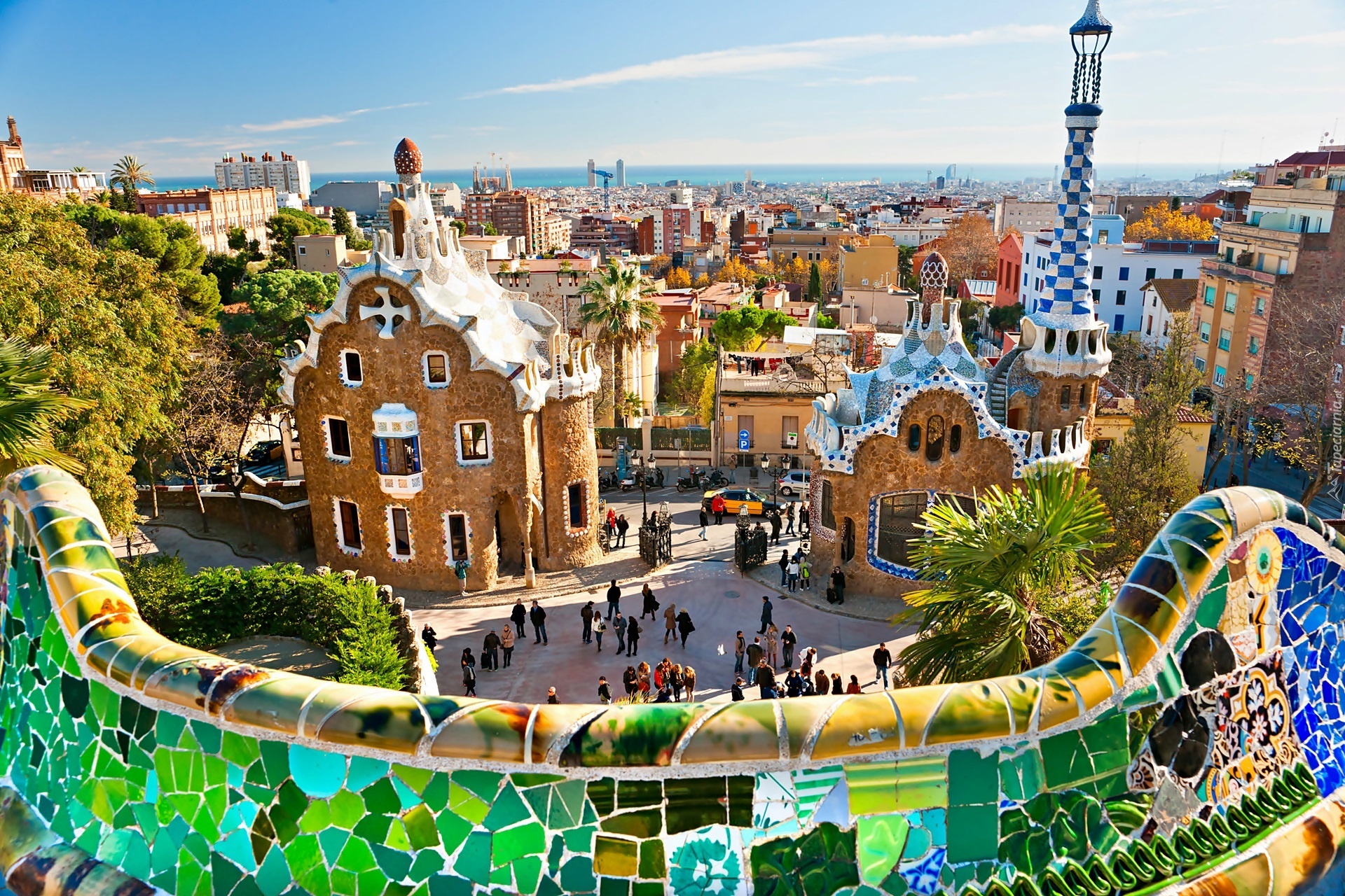 Barcelona, Modernistyczne, Budynki, Projektu, Gaudiego, Panorama, Miasta