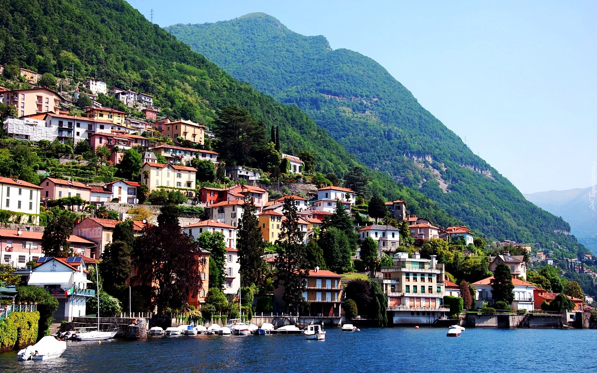 Góry, Jezioro, Miasto, Como, Włochy