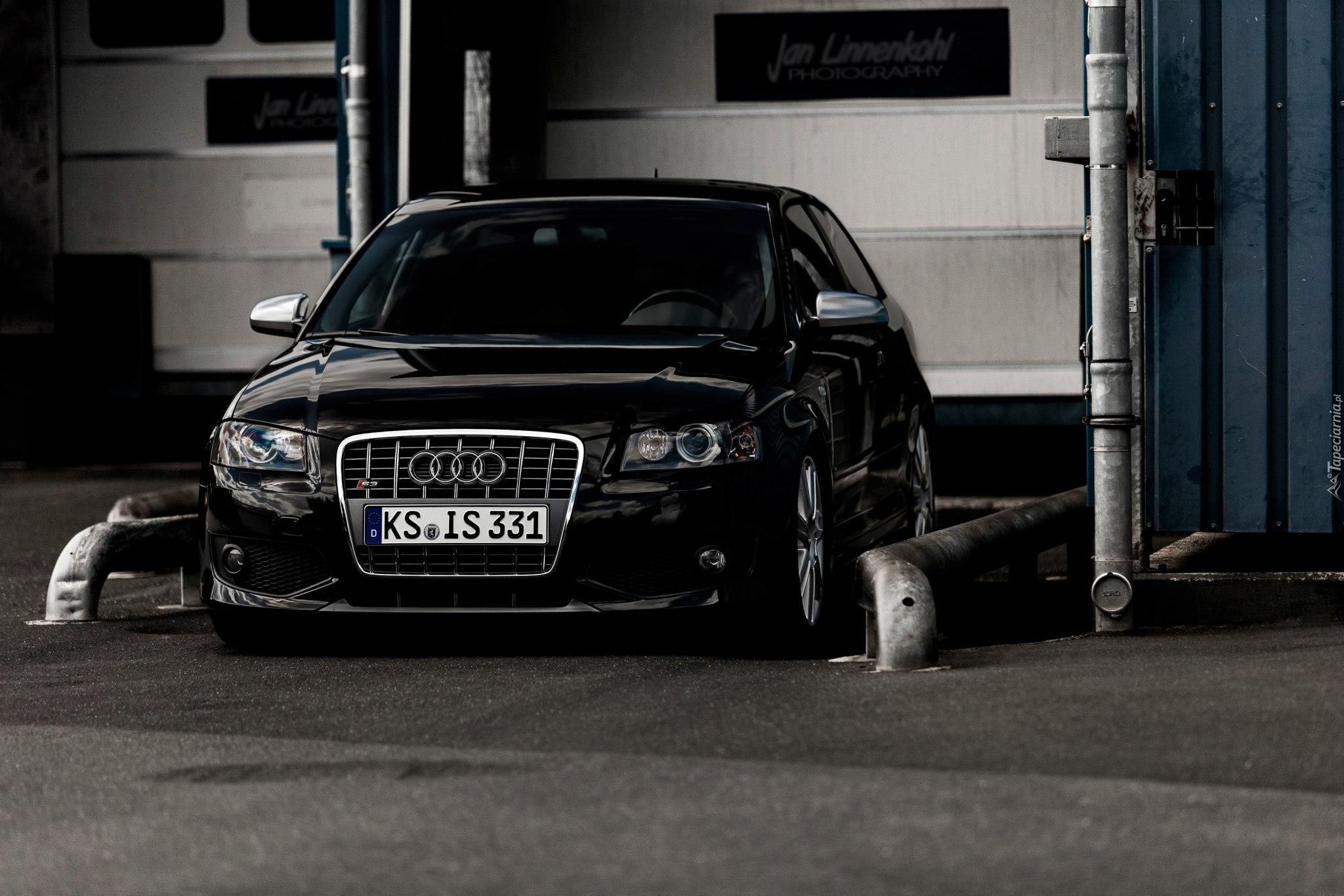 Audi, S3, Czarne, Zaparkowane
