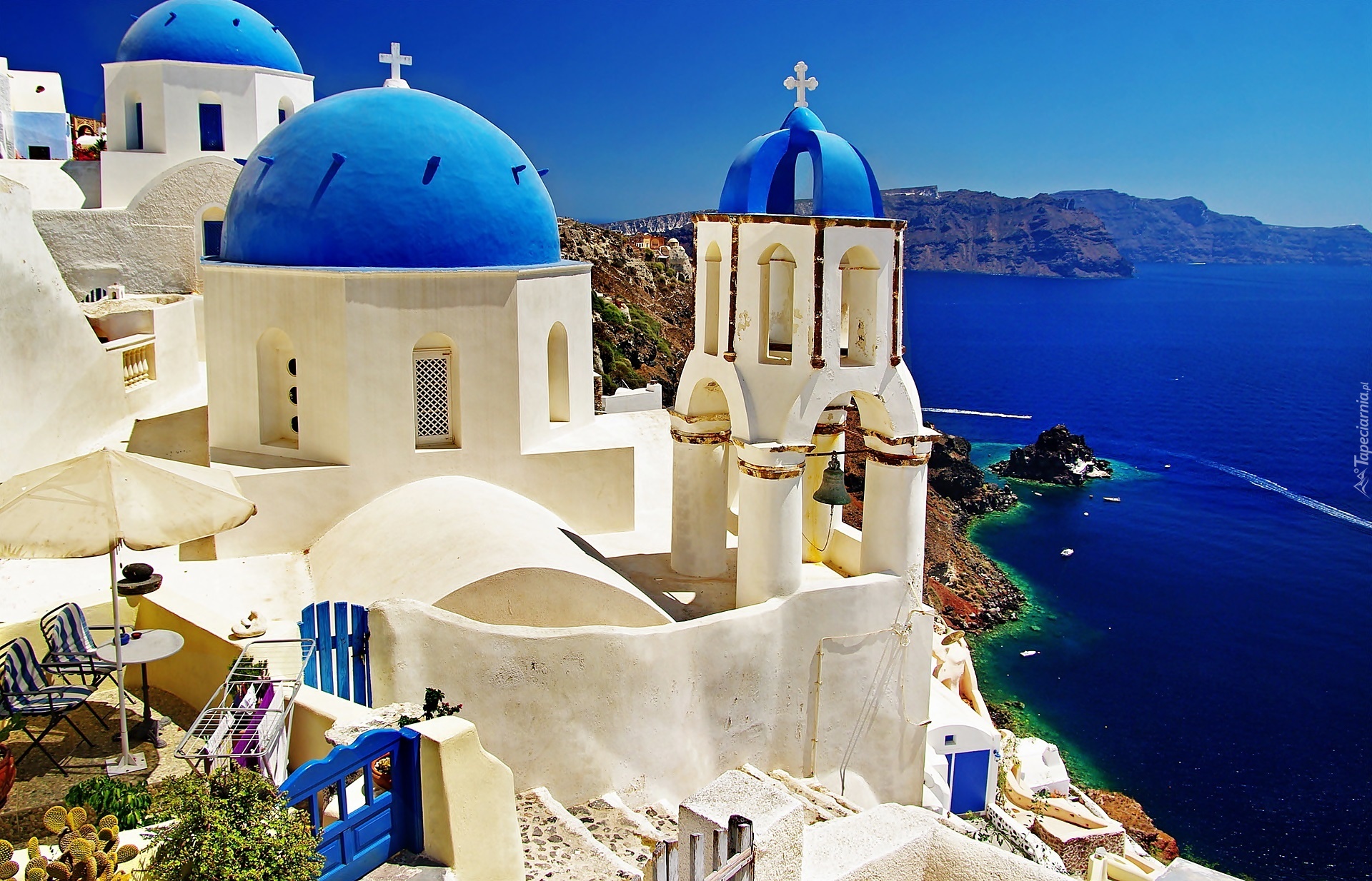 Santorini, Morze, Cerkiew, Grecja