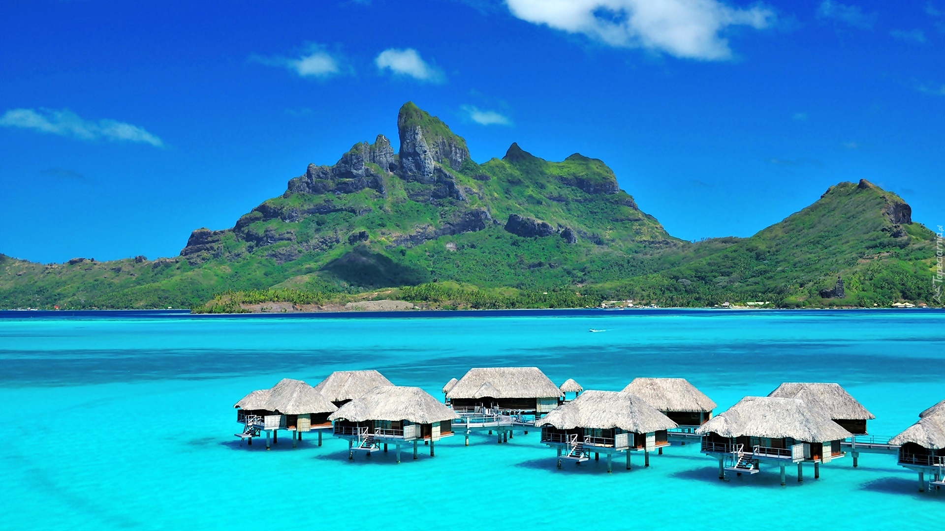 Mauritius, Góry, Morze, Domki, Hotelowe, Na Wodzie, Roślinność
