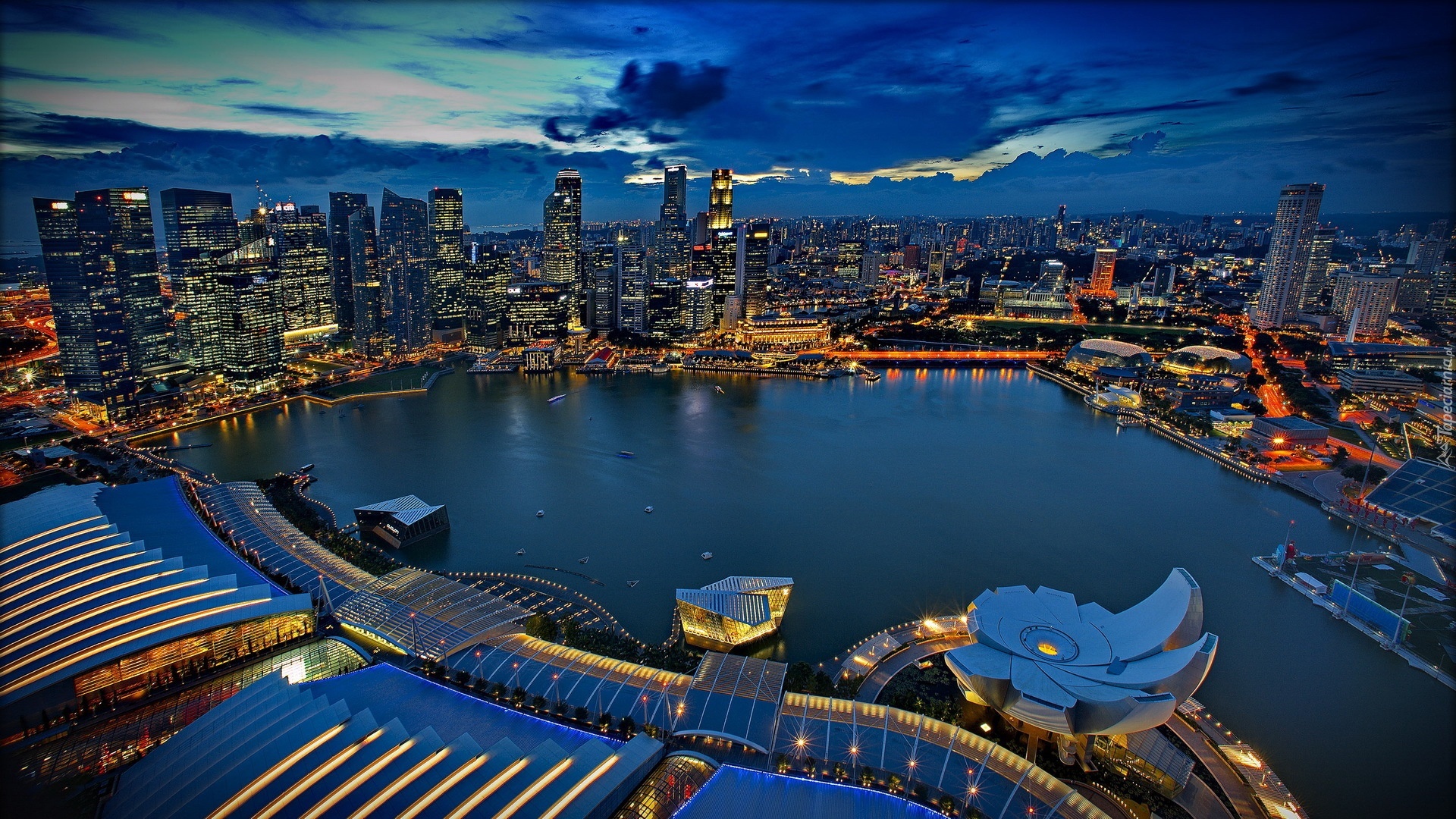 Singapur, Nocą, Panorama