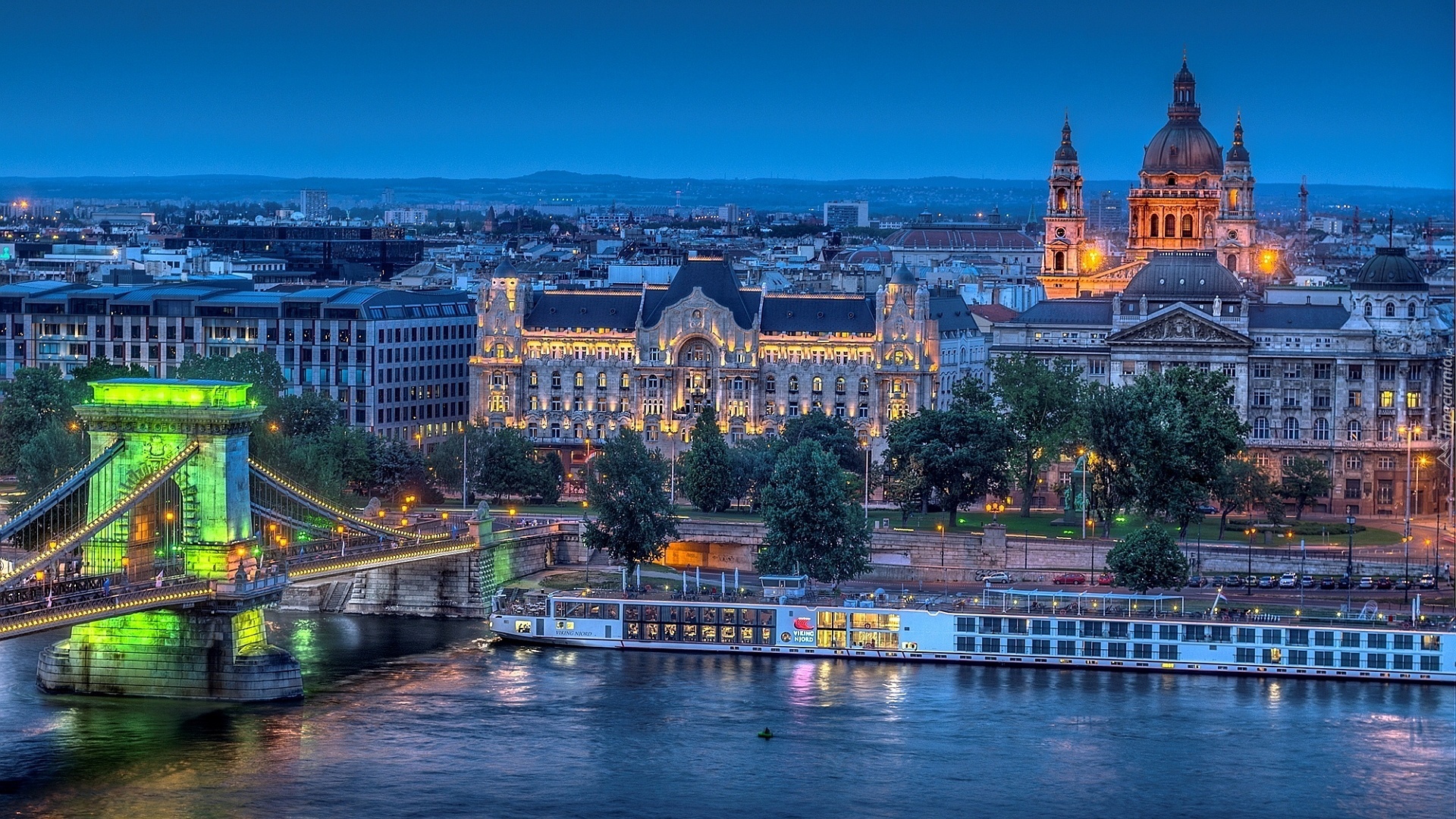 Budapeszt, Węgry, Panorama, Wieczór