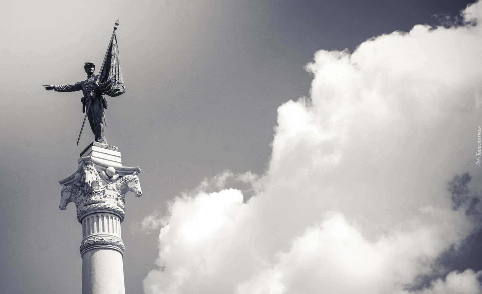 Kolumna, Pomnik, Posąg, Chmury