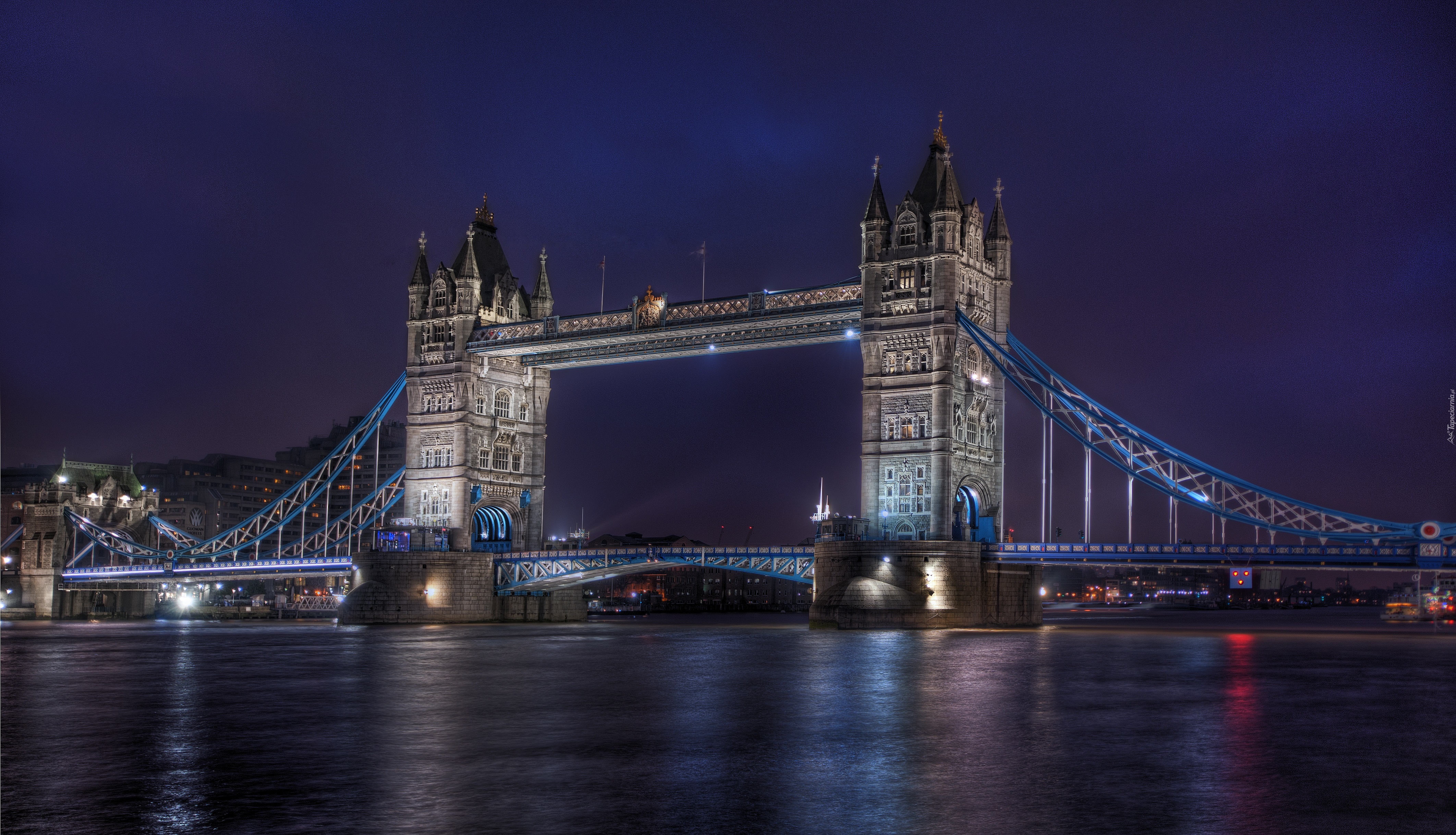 Anglia, Londyn, Tower Bridge, Miasto nocą
