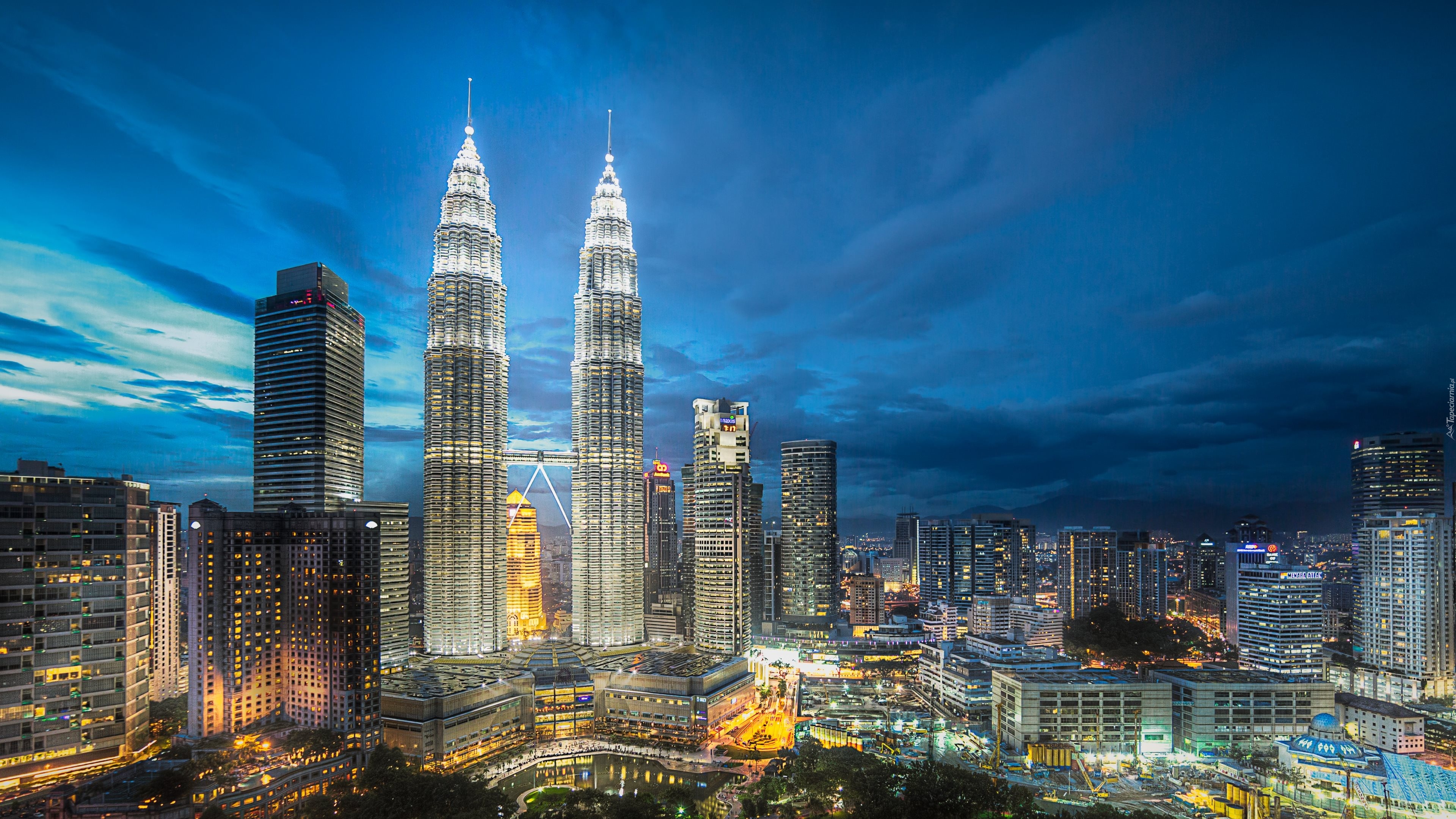 Malezja, Kuala Lumpur, Miasto, Noc, Petronas Towers