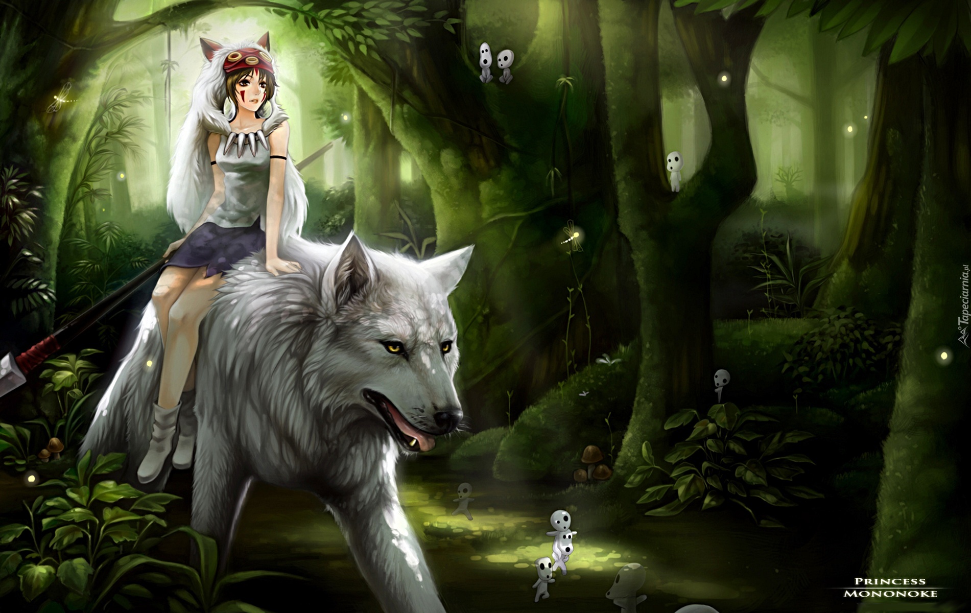Mononoke hime, Księżniczka Mononoke, anime, dziewczyna, wilk