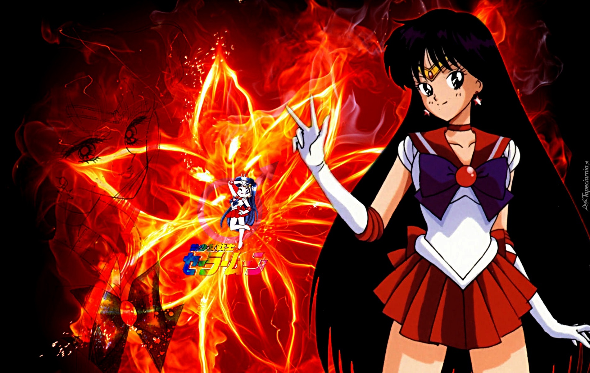 Sailor Mars, Czarodziejka z Marsa, Rei Hino, ogień, kwiat