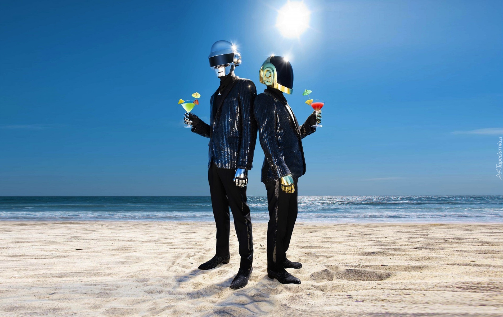 Daft Punk, muzyka, plaża, słońce, drinki