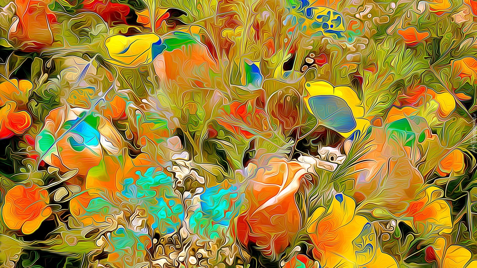 Abstrakcja, Kolorowe, Kwiaty