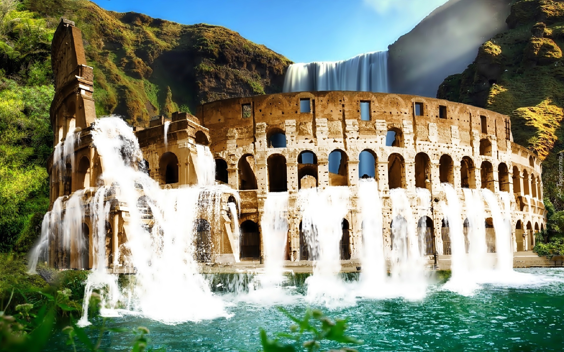 Koloseum, Wodospad, Góry