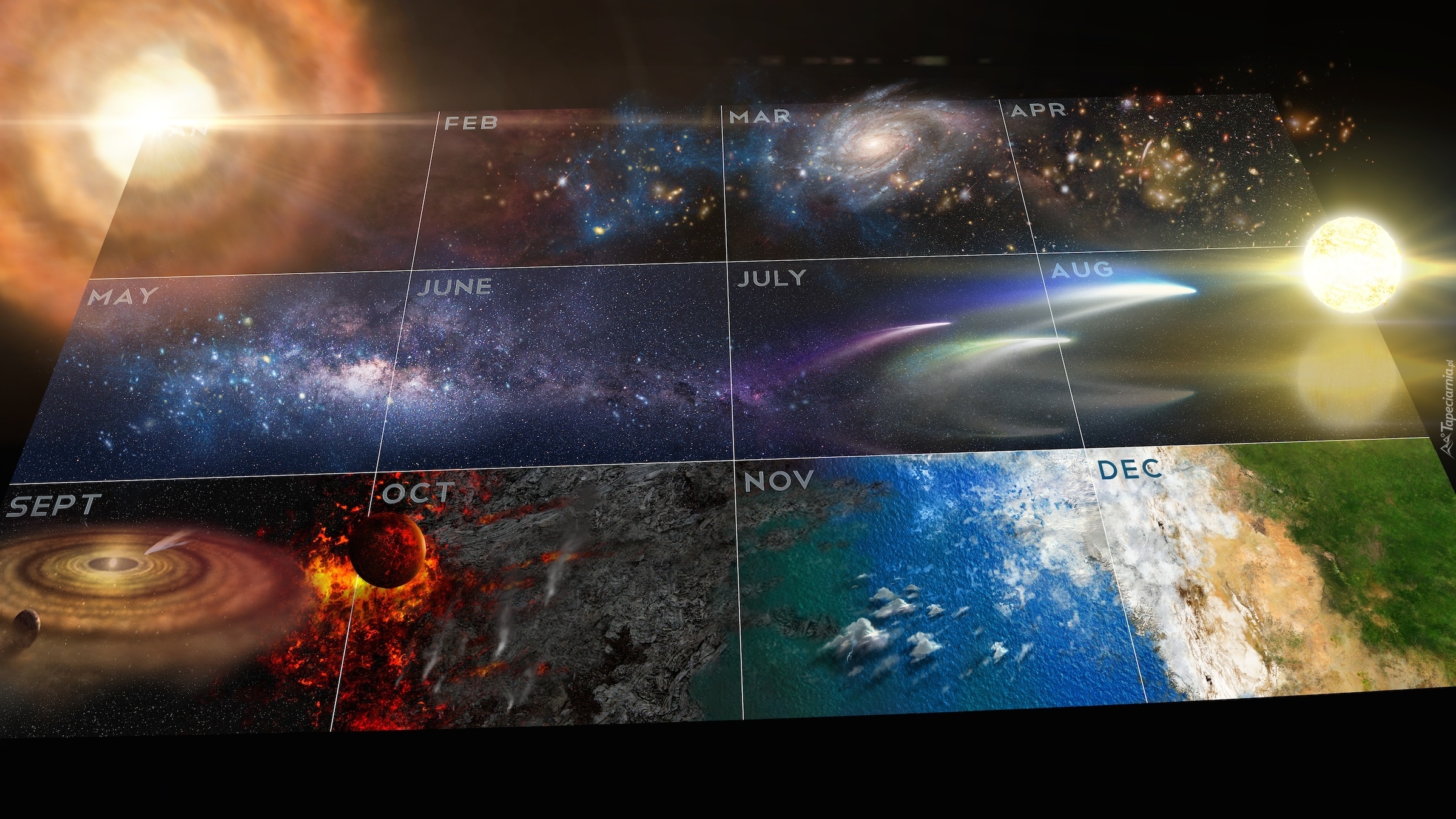 Kosmiczny, Kalendarz, Gwiazdy, Galaktyki
