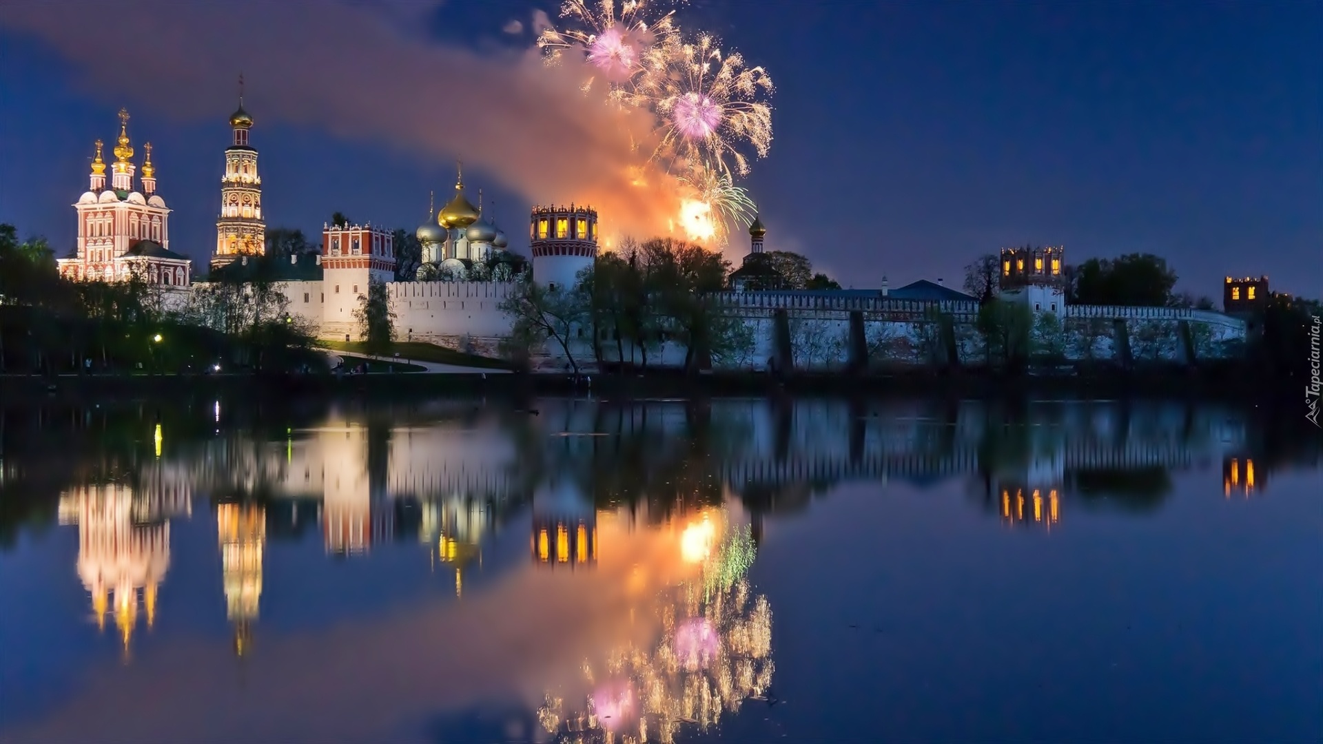 Moskwa, Rzeka, Świątynia, Noc