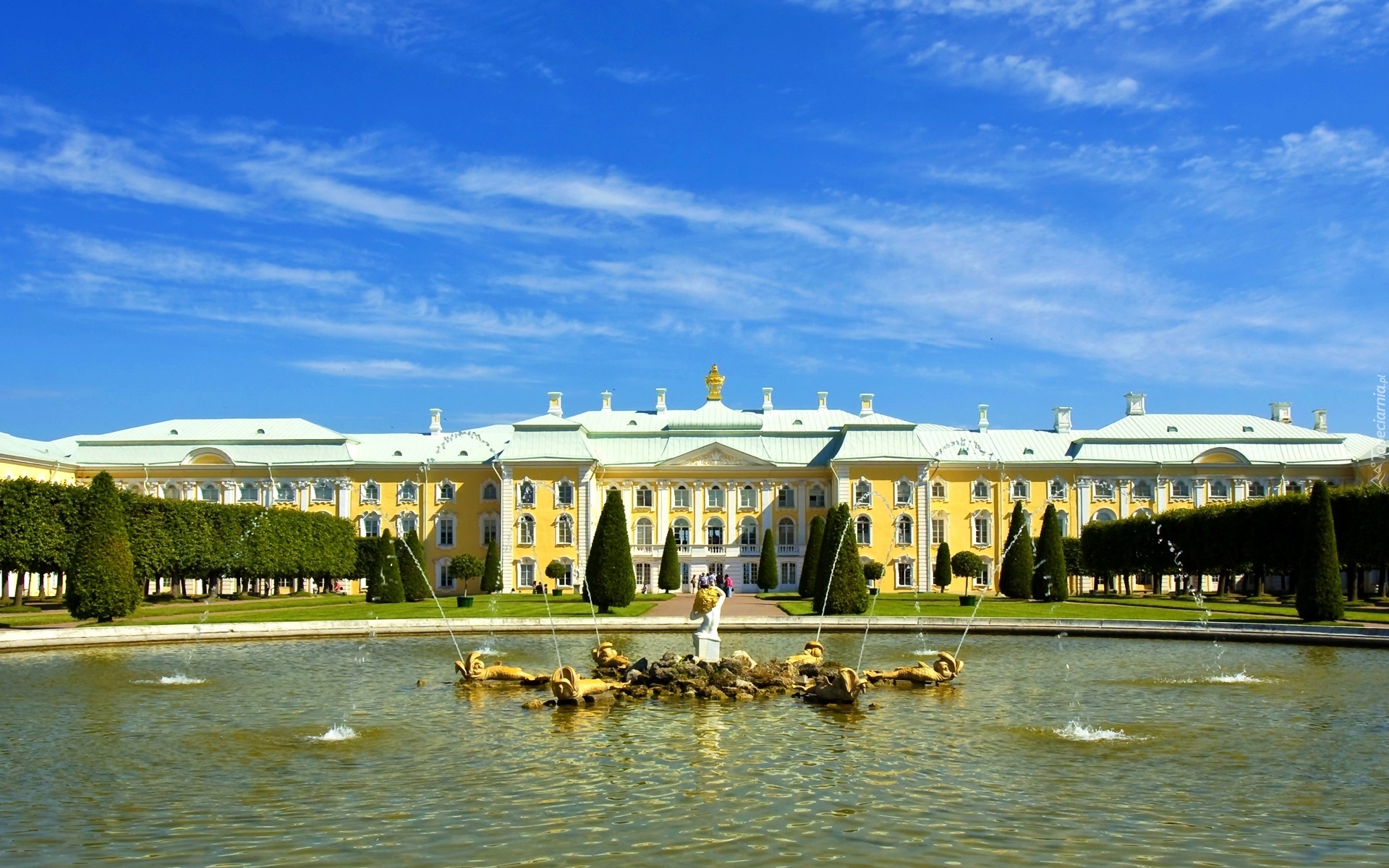 St. Petersburg, Rosja, Fontanna, Pałac