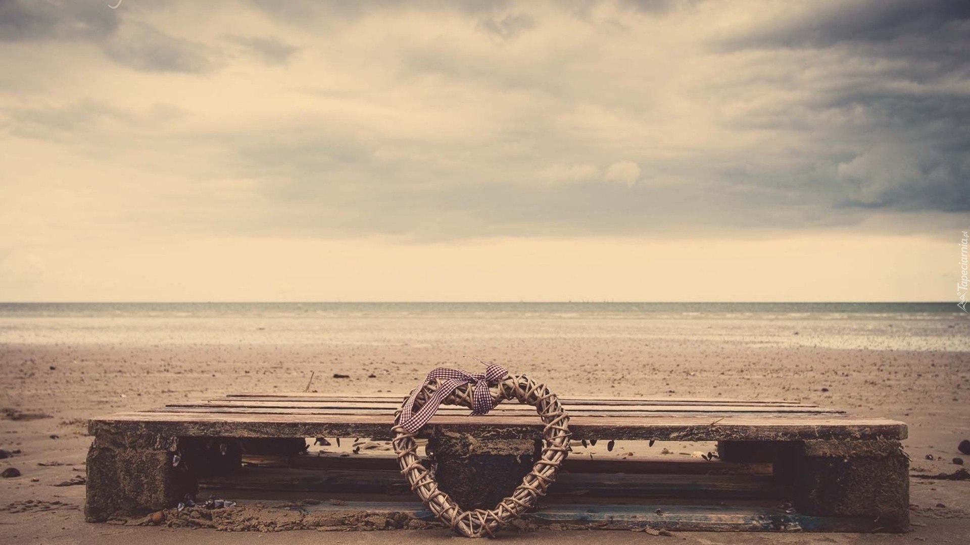 Morze, Plaża, Serce, Miłosne