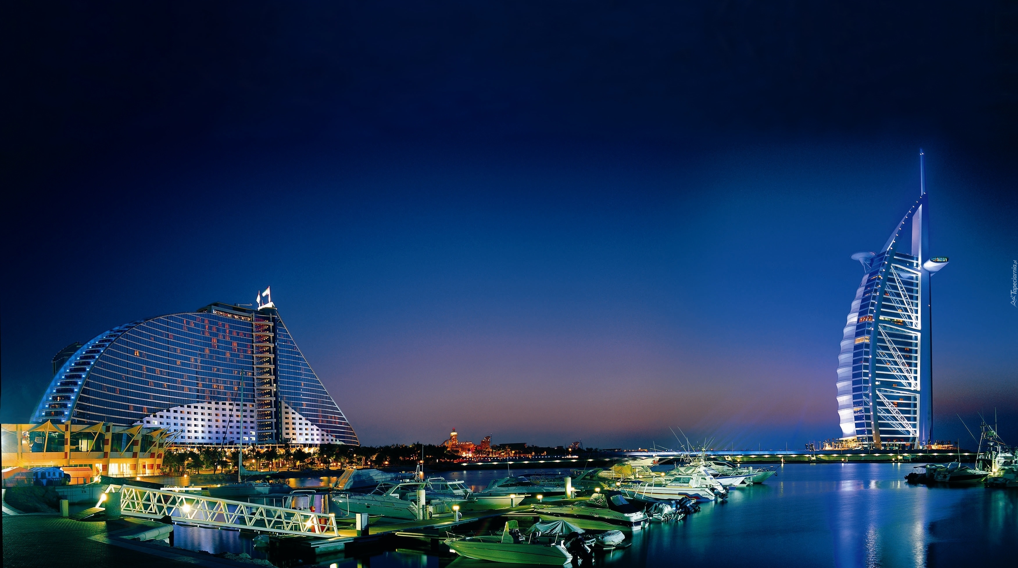 Hotel, Miasto Nocą, Burj Al Arab, Dubaj