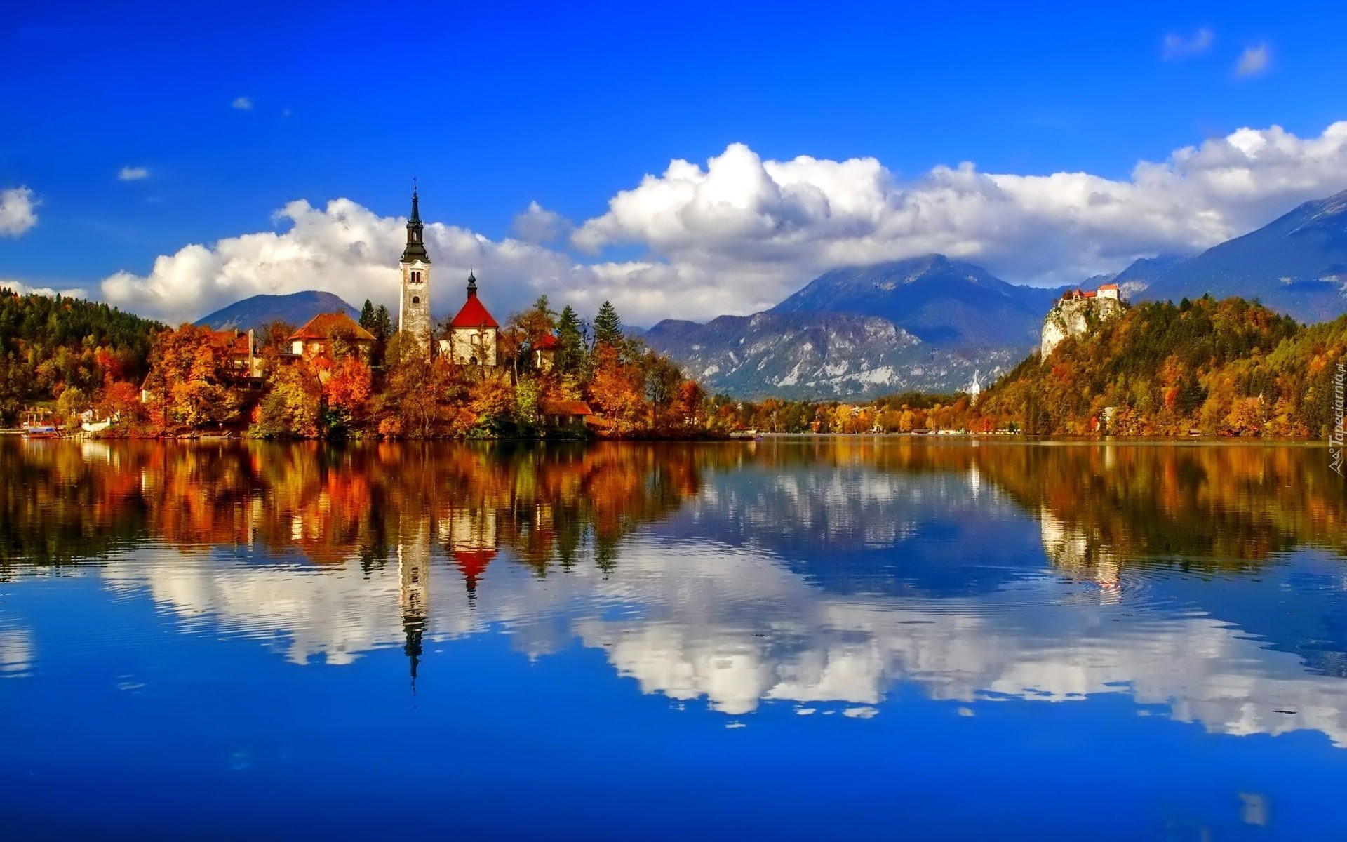 Jezioro Bled, Słowenia, Góry, Kościół Słowenia