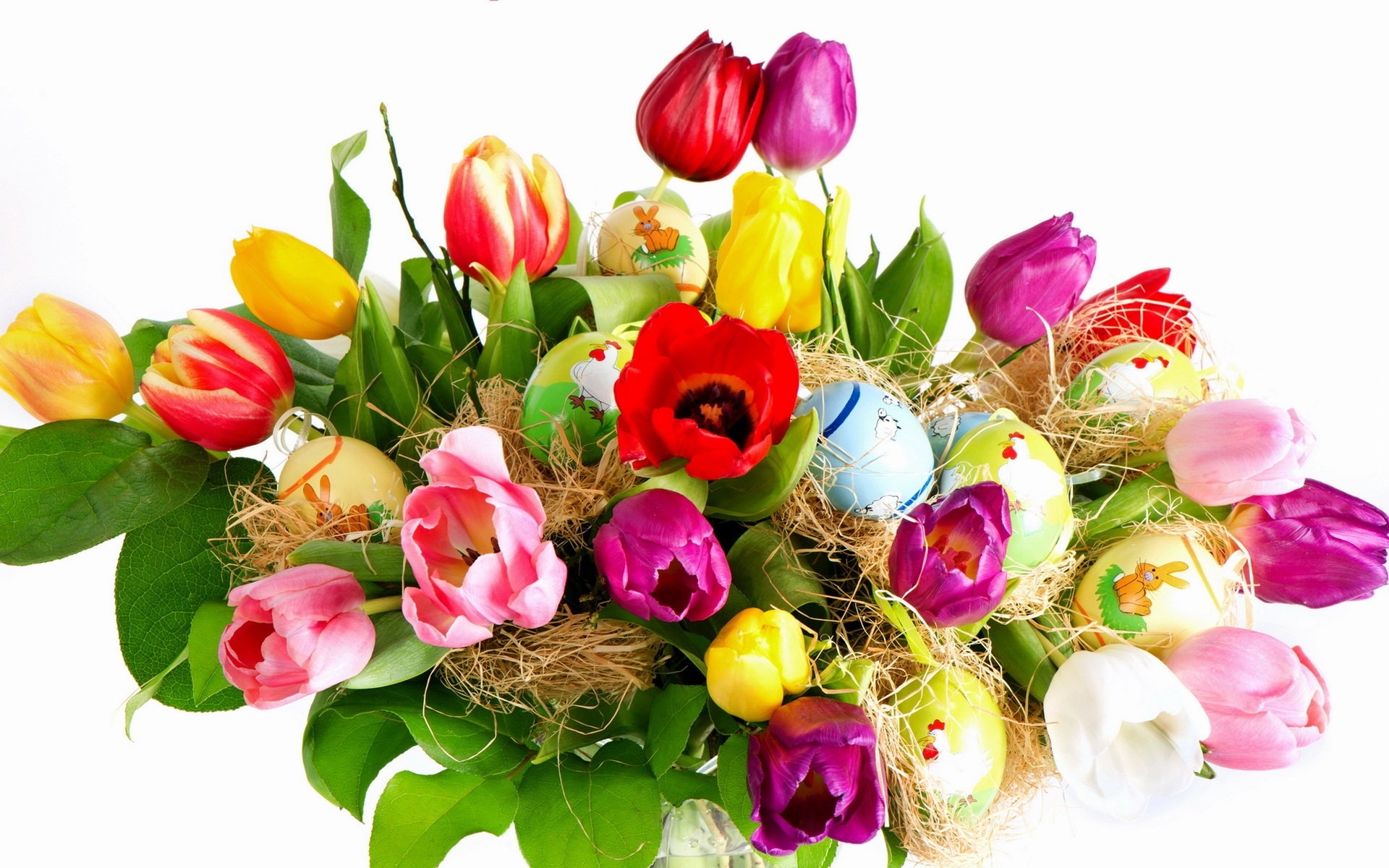 Kolorowe, Tulipany, Pisanki, Wielkanoc