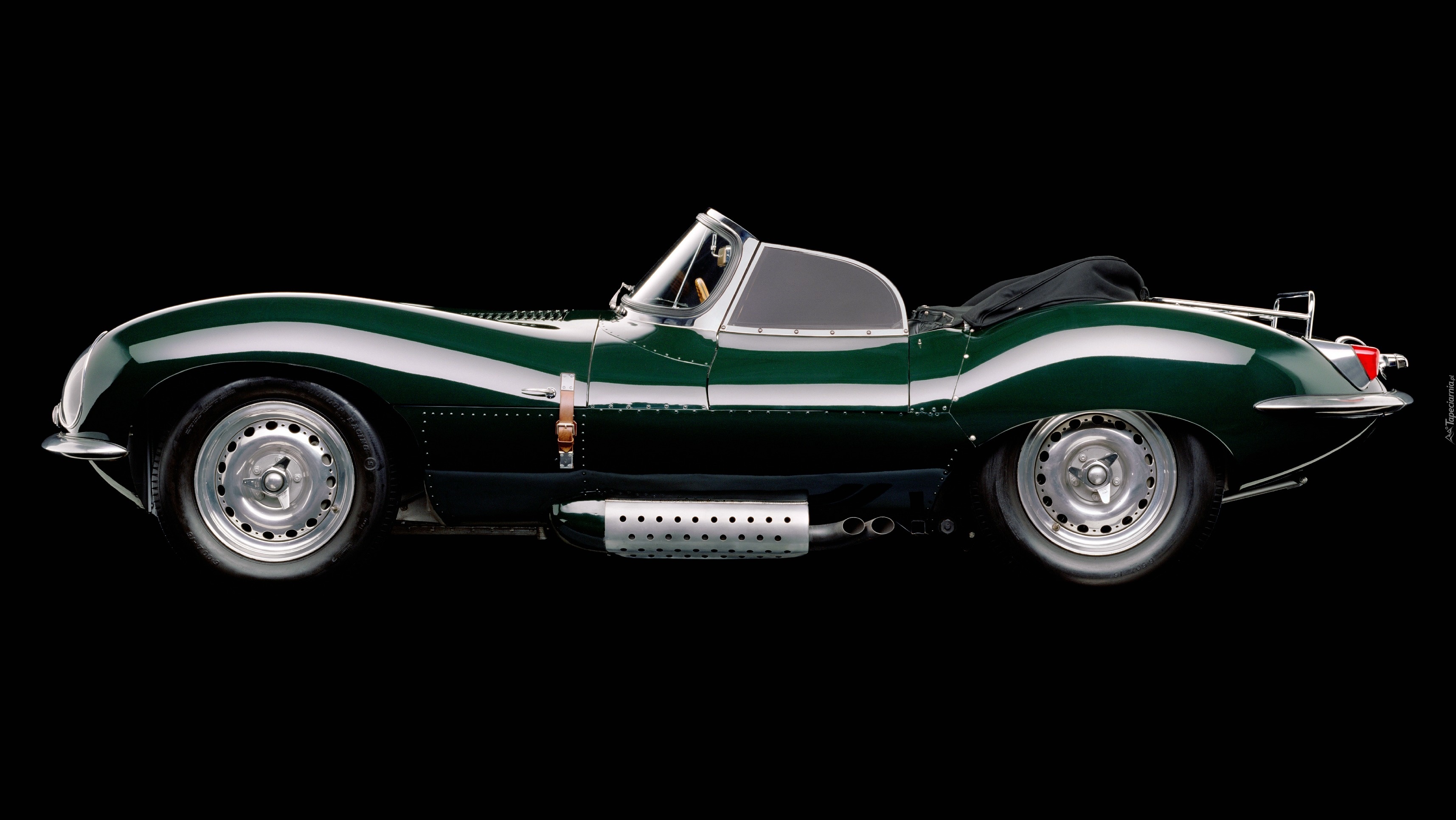 Samochód, Jaguar Xkss 1956, Zielony, Otwarty Dach, Rura Wydechowa, Zabytkowy