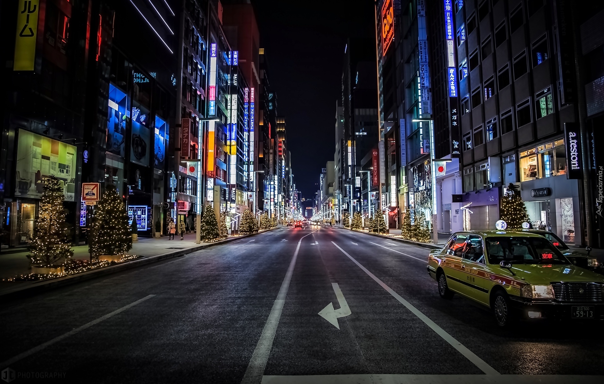 Tokio, Japonia, Miasto, Nocą