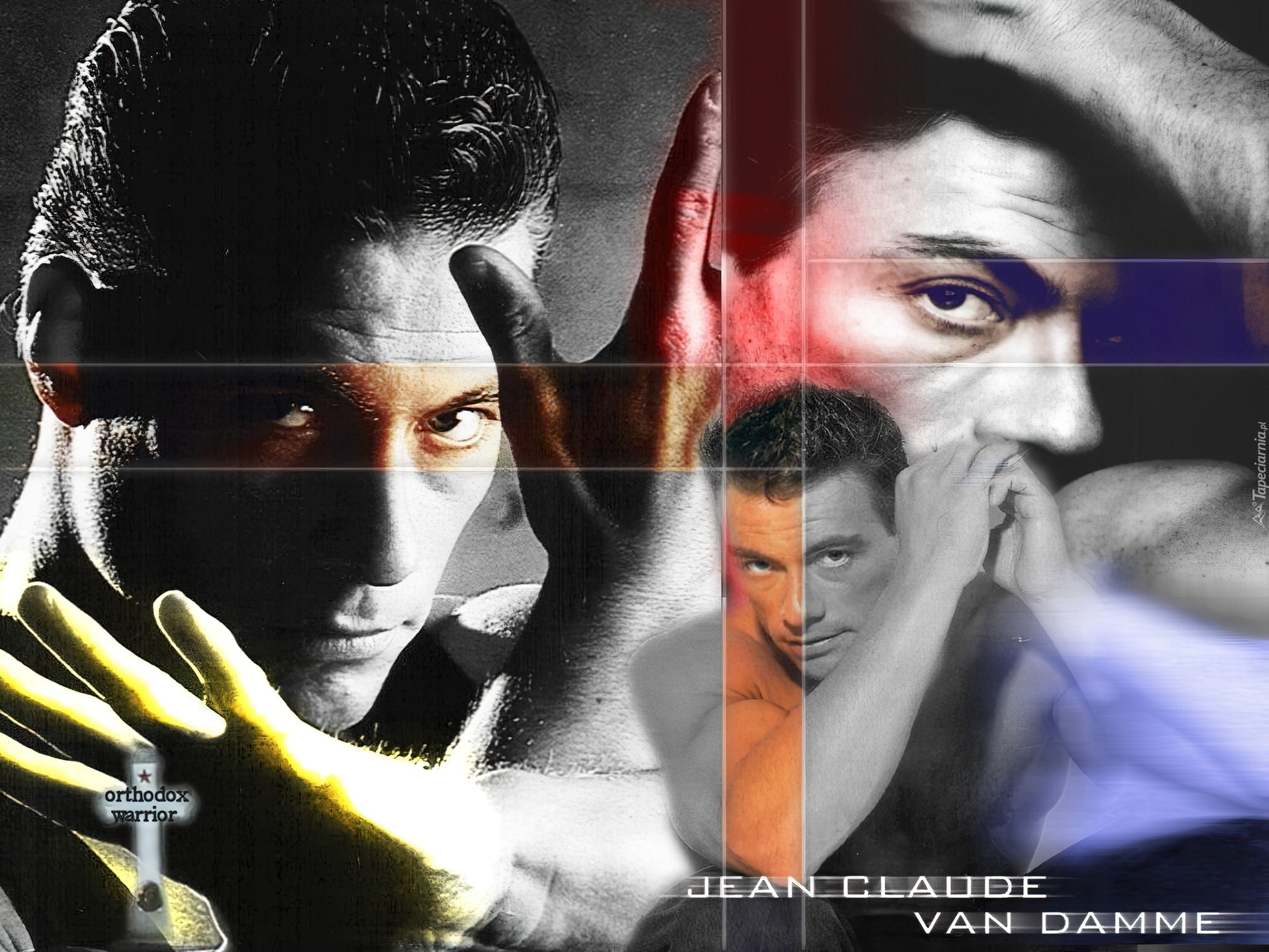 Jean Claude Van Damme,twarz, ręka