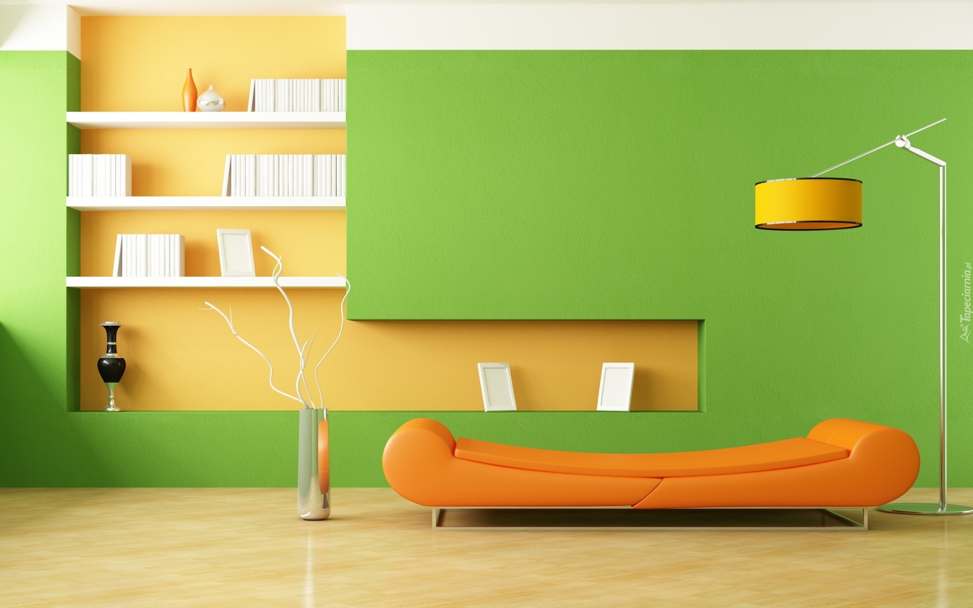Pokój, Zielono-żółte, Ściany
