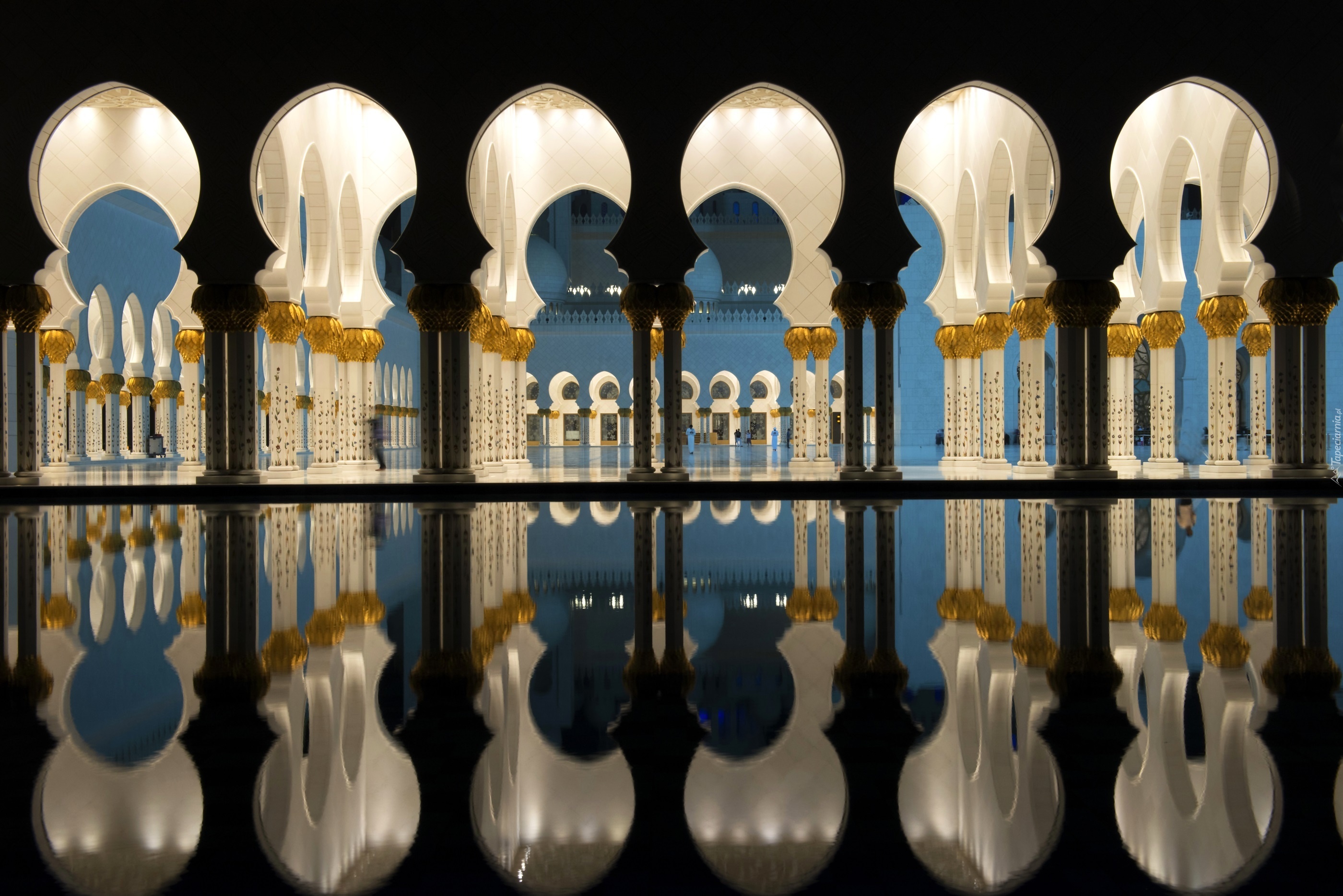 Meczet, Wnętrze, Odbicie, Abu Dhabi