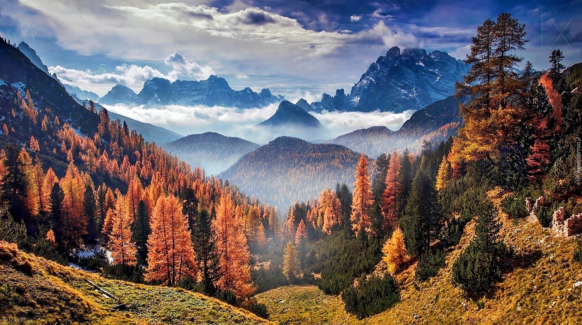 Jesień, Góry, Lasy, Łąki, Wzgórza