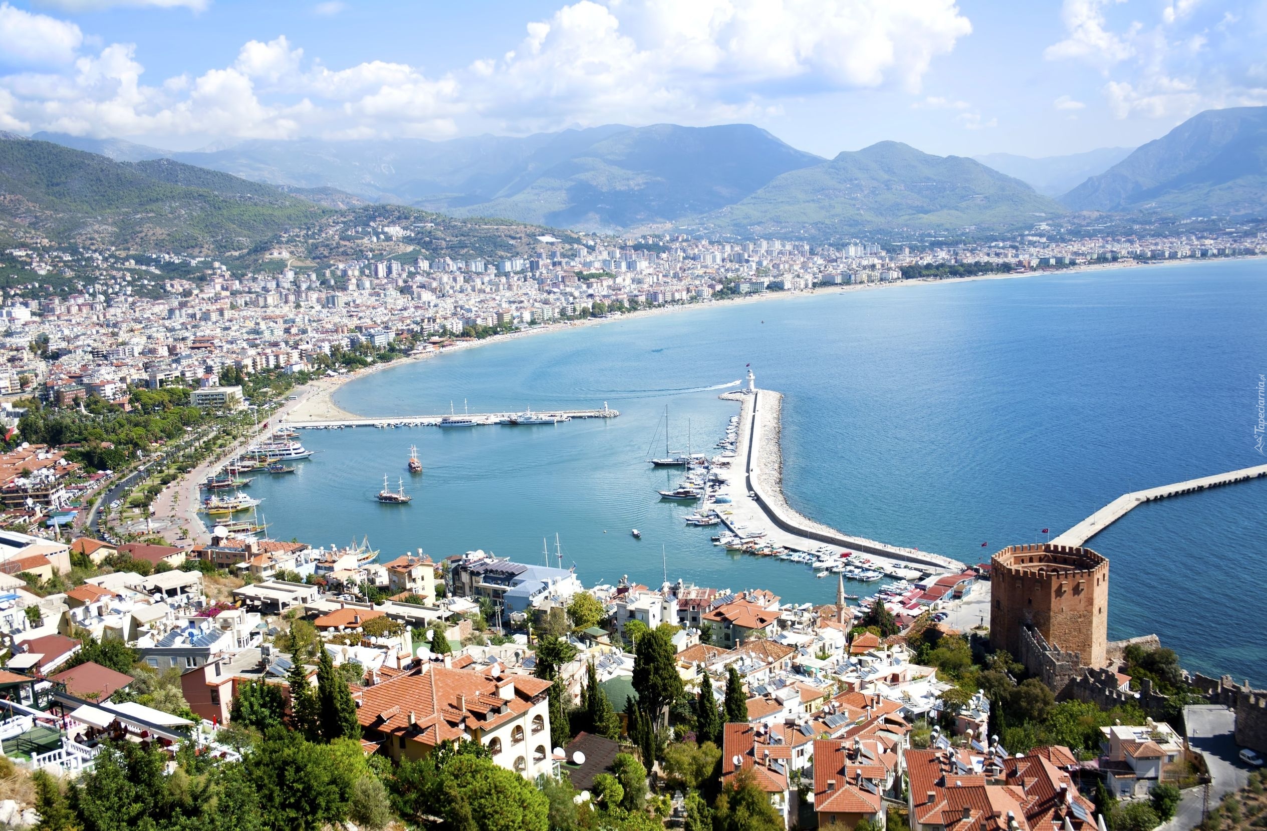 Antalya, Turcja, Wybrzeże, Z lotu ptaka, Zdjęcie miasta