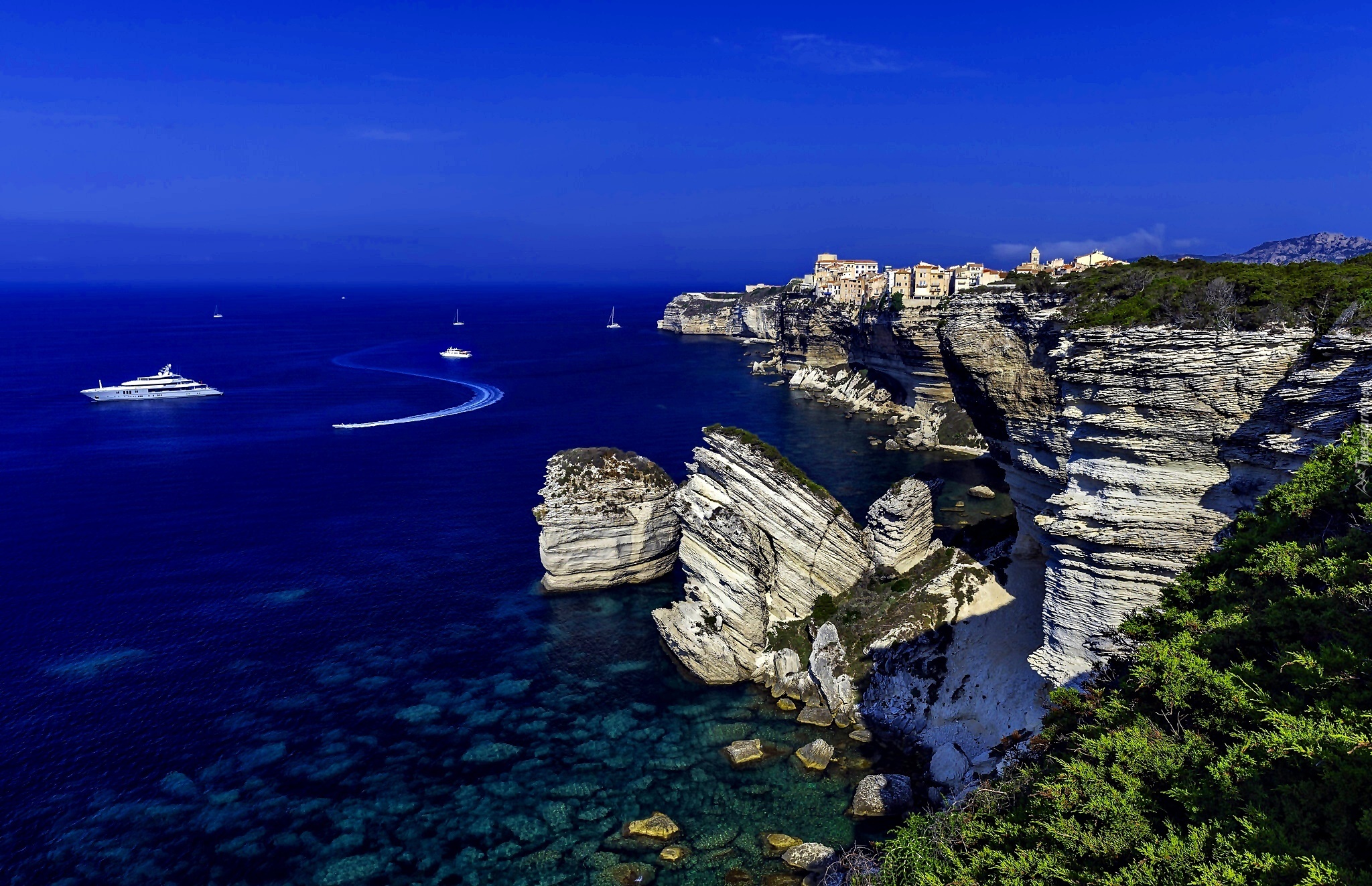 Bonifacio, Korsyka, Francja, Morze Śródziemne, Wybrzeże