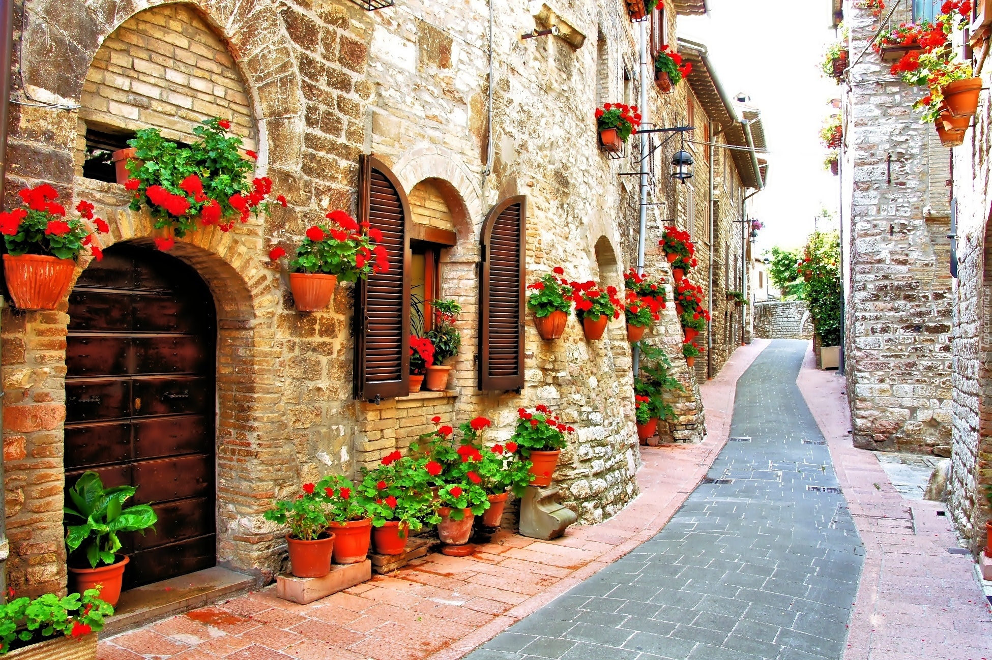 Domy, Ulica, Kwiaty, Włochy