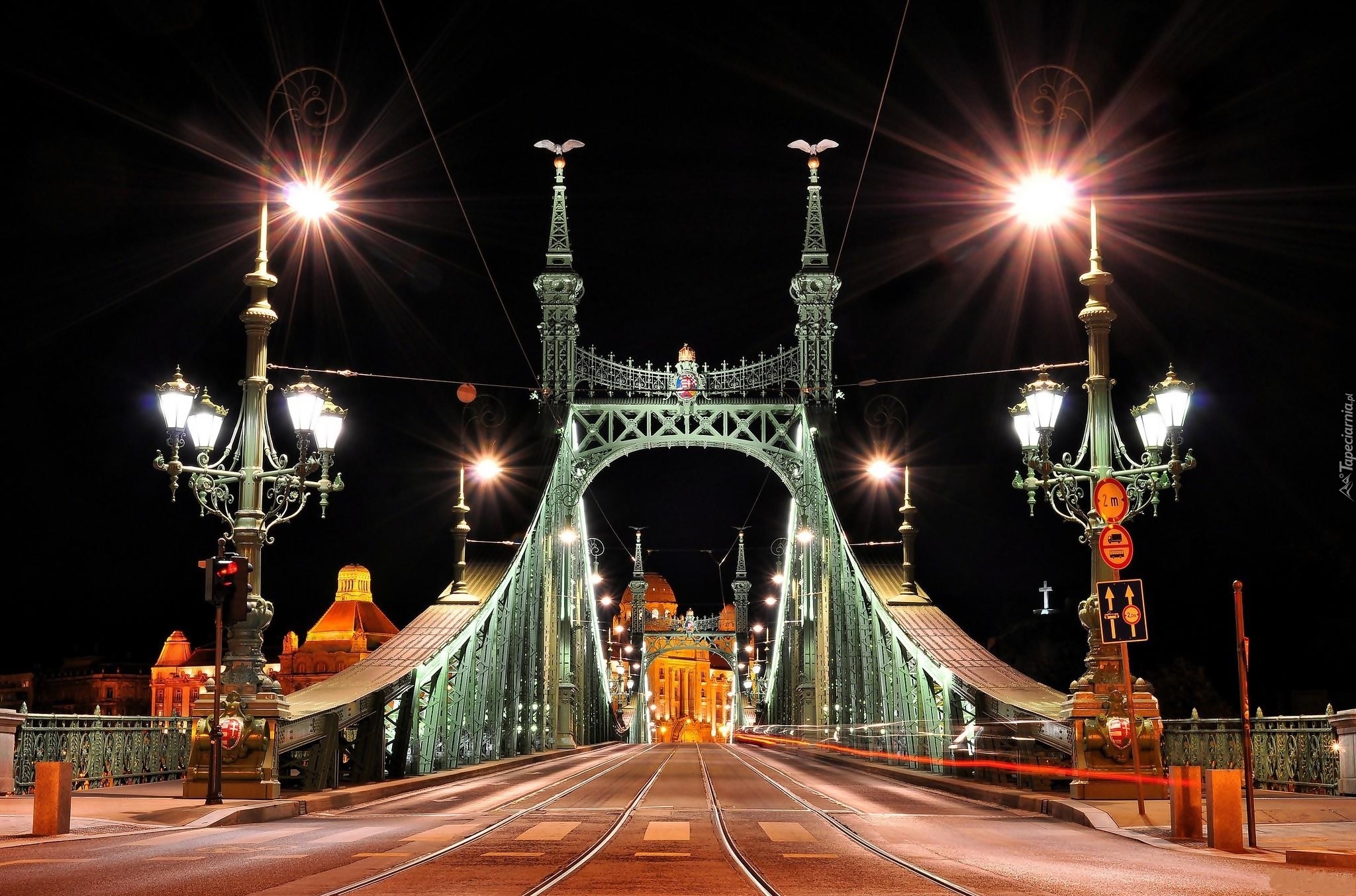 Most, Światła, Noc, Budapeszt, Węgry