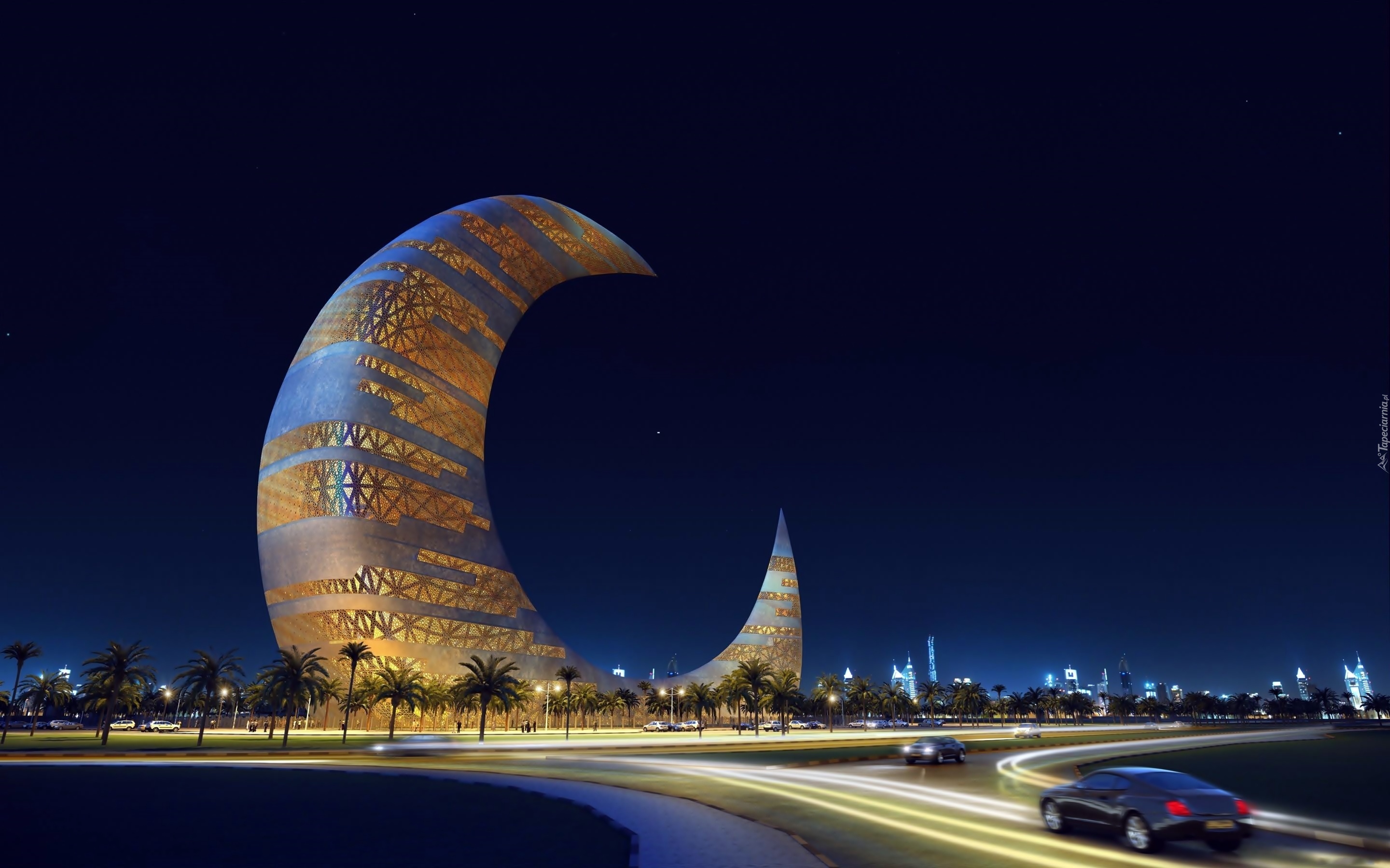 Budynek, Wieżowiec, Półksiężyc, Dubaj