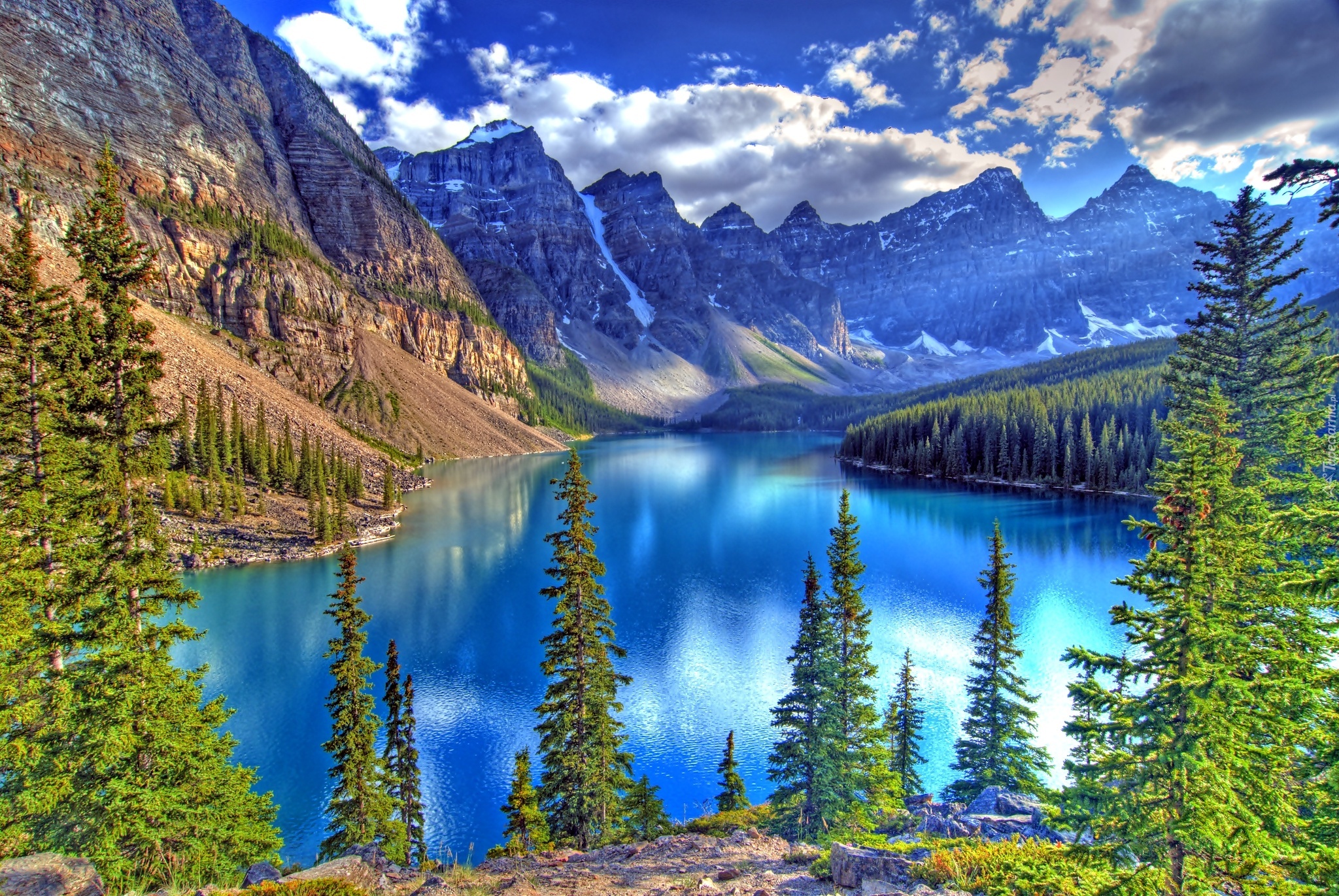 Kanada, Park Narodowy Banff, Góry, Jezioro Moraine Lake, Las