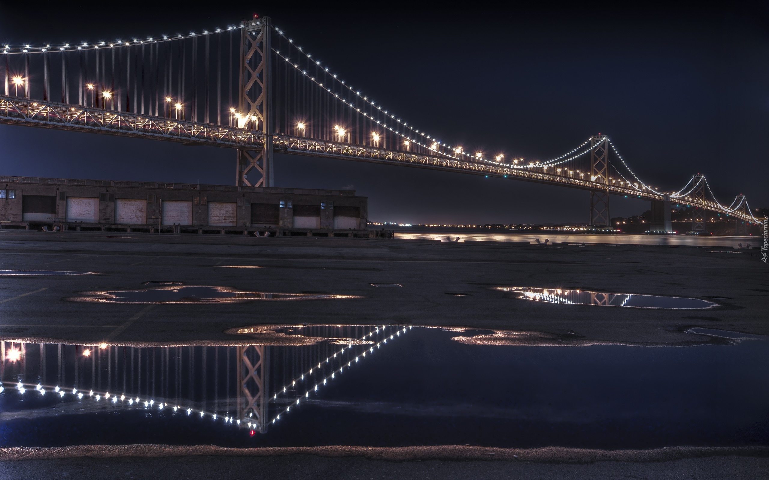 Noc, Most, Rzeka, Oświetlenie
