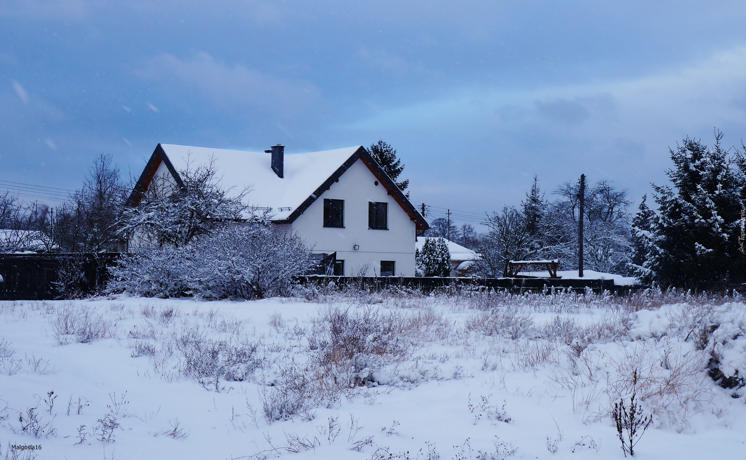Zima, Śnieg, Dom