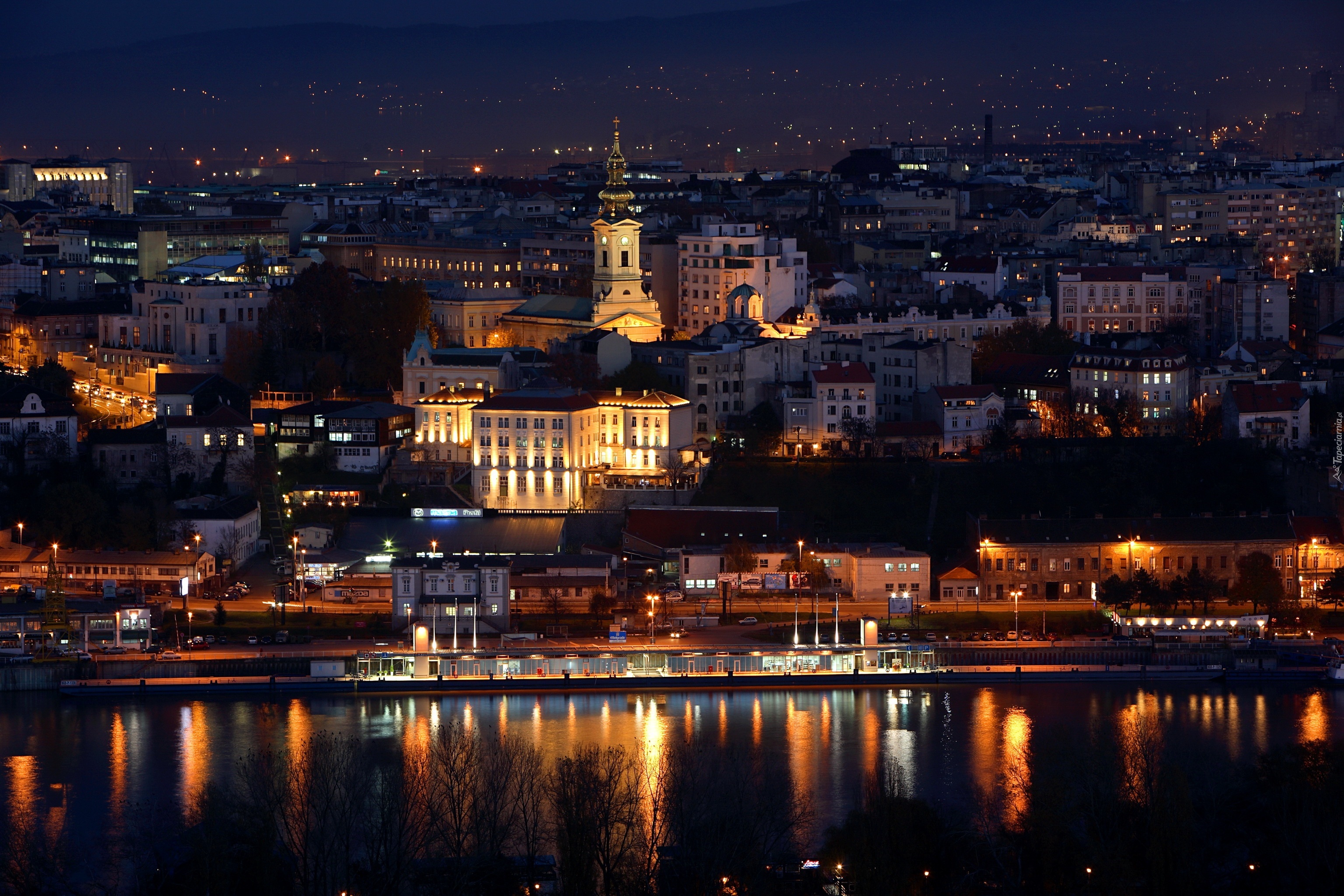 Serbia, Belgrad, Noc, Miasto
