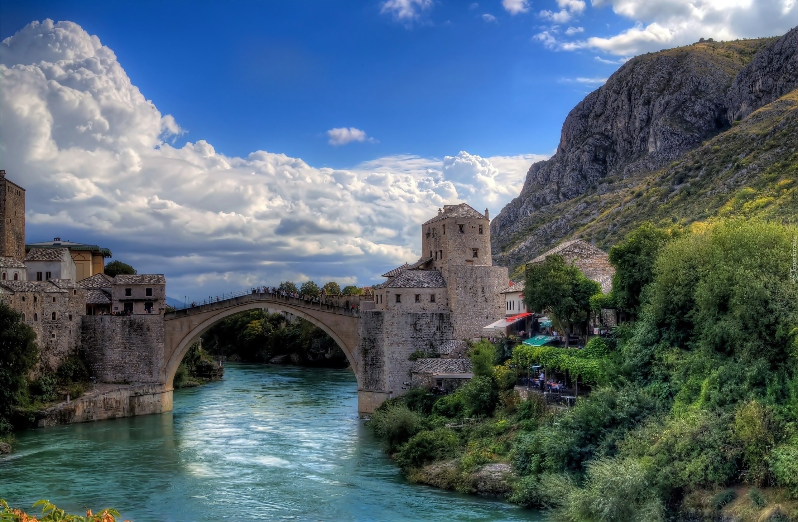 Bośnia i Hercegowina, Mostar, Rzeka Neretwa, Most, Góry