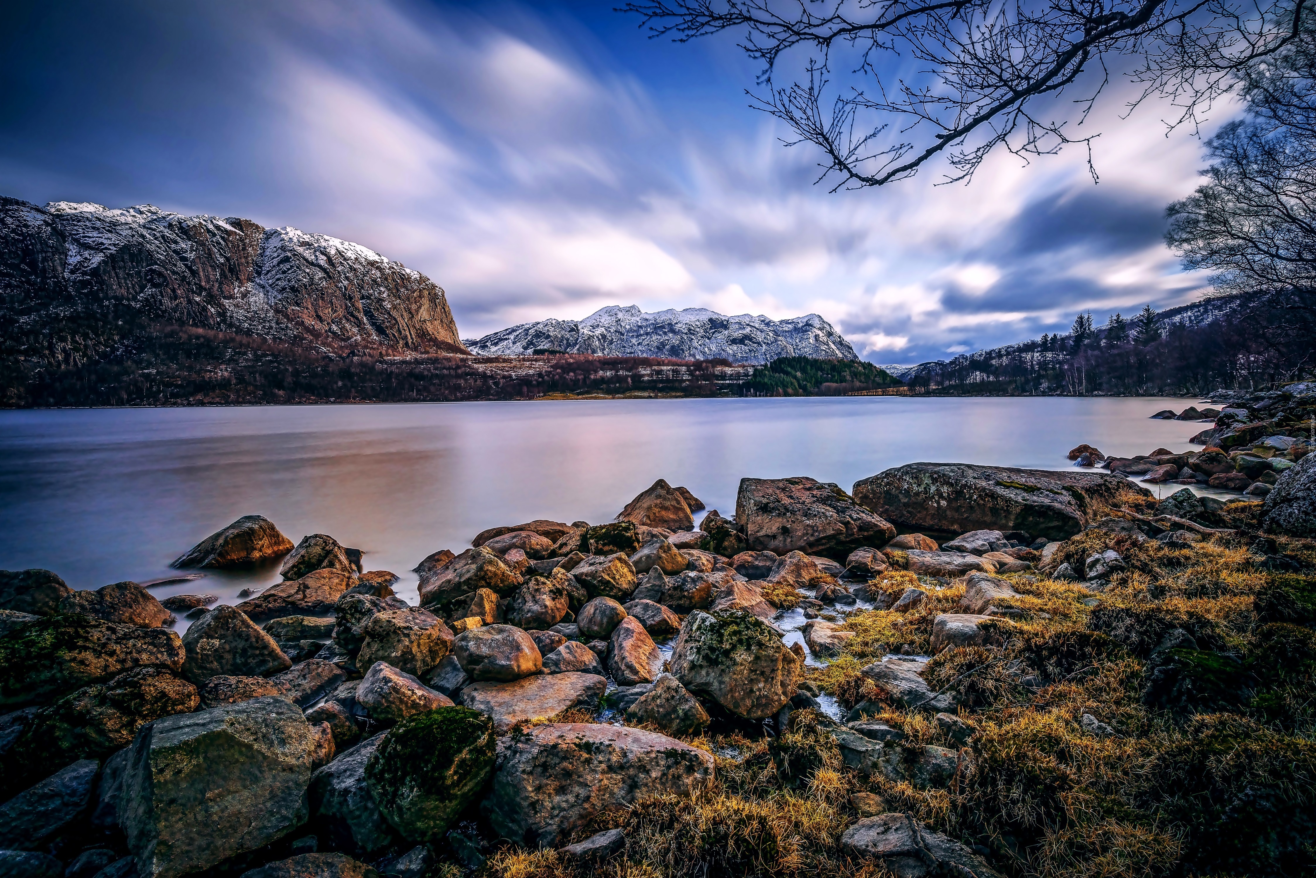 Góry, Jezioro, Kamienie, Norwegia