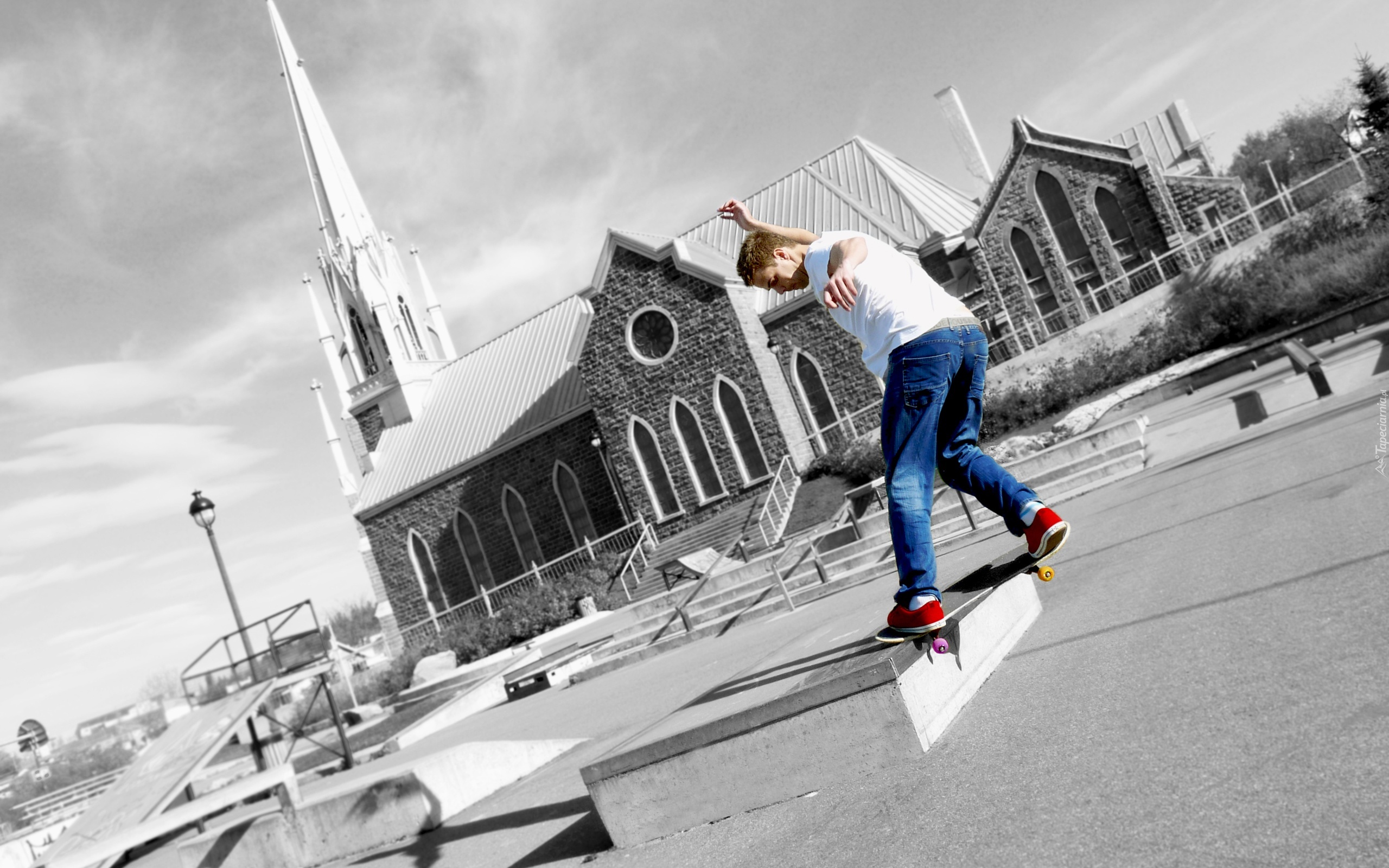 Mężczyzna, Skateboarder, Deskorolka, Ulica, Kościół