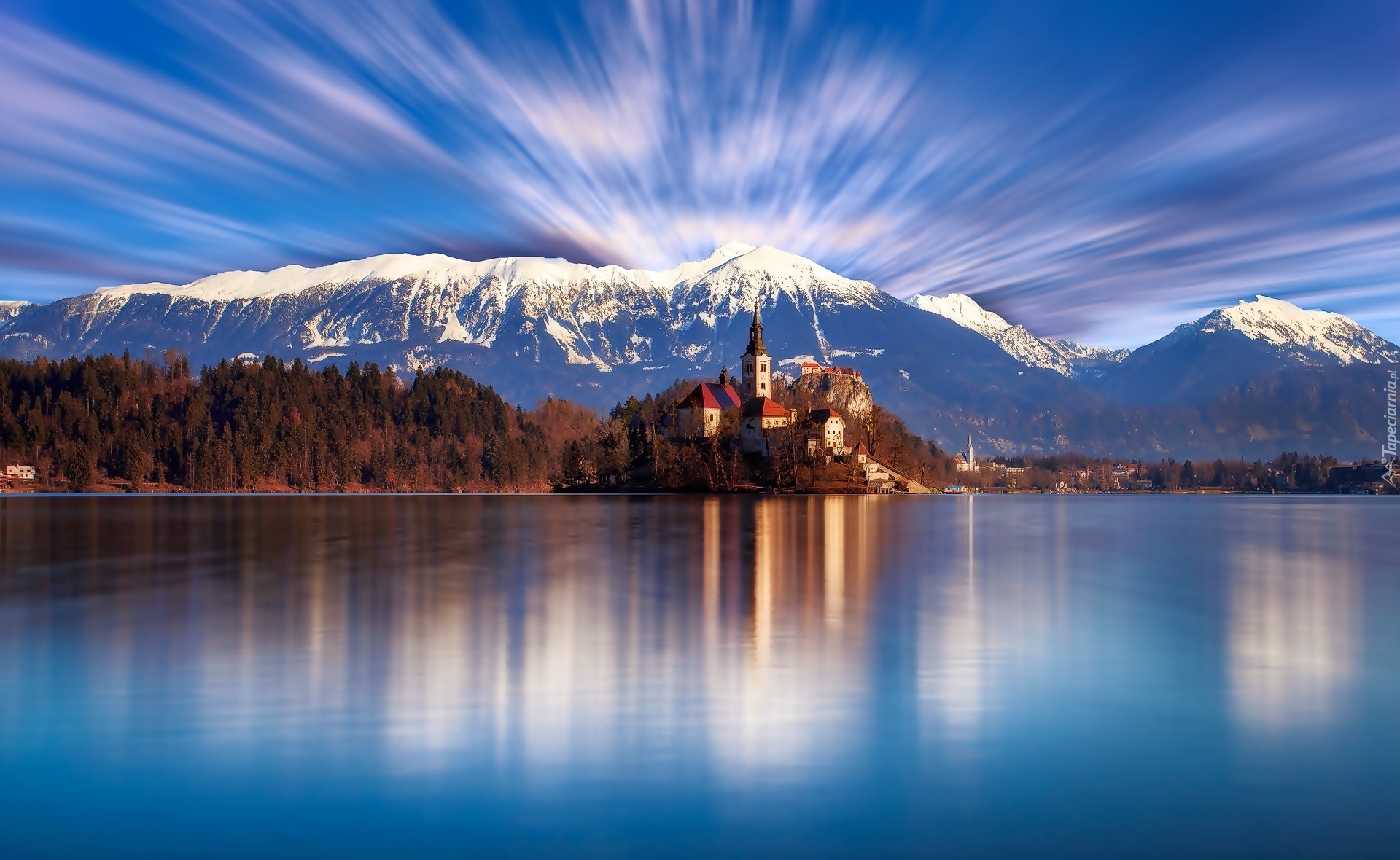 Kościół, Góry, Jezioro, Bled, Słowenia