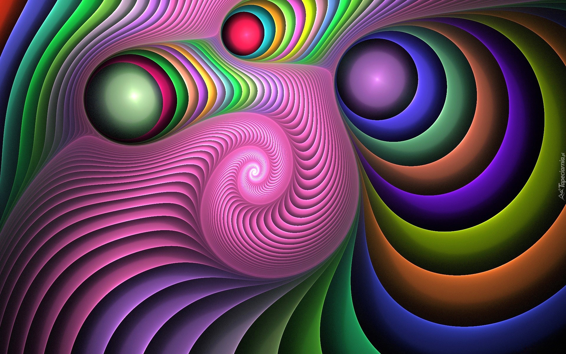 Abstrakcja, Kolorowe, Spirale