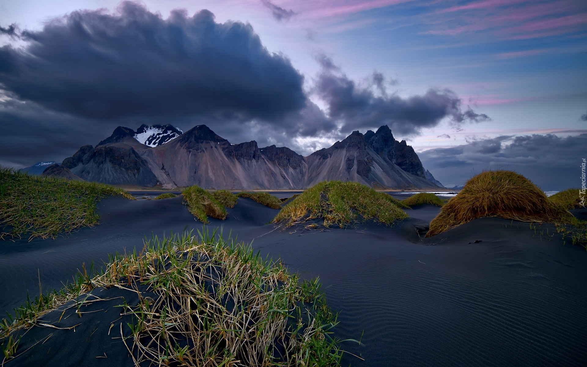 Góry, Niebo, Morze, Wydmy, Islandia